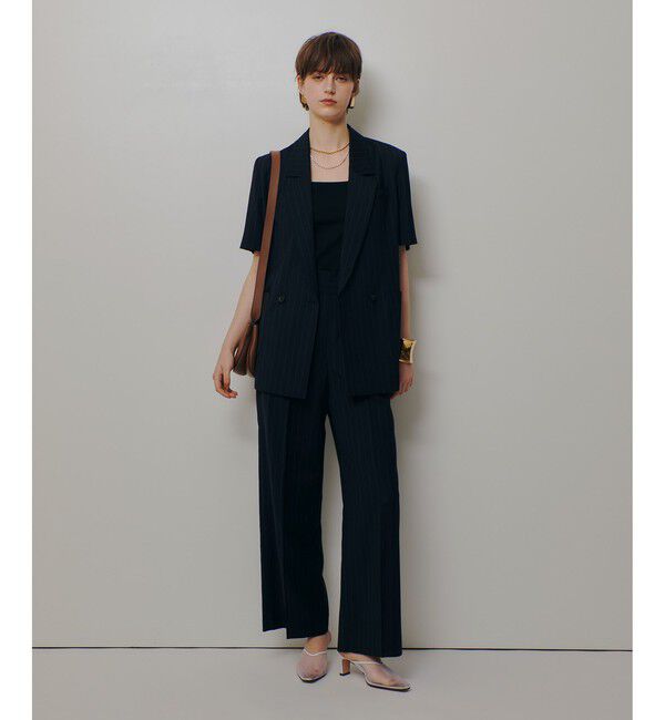 allureville「ＴＷストライプハーフスリーブジャケット」|テーラードジャケット|