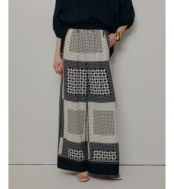 allureville「幾何プリントイージーパンツ」|チノ|ホワイト