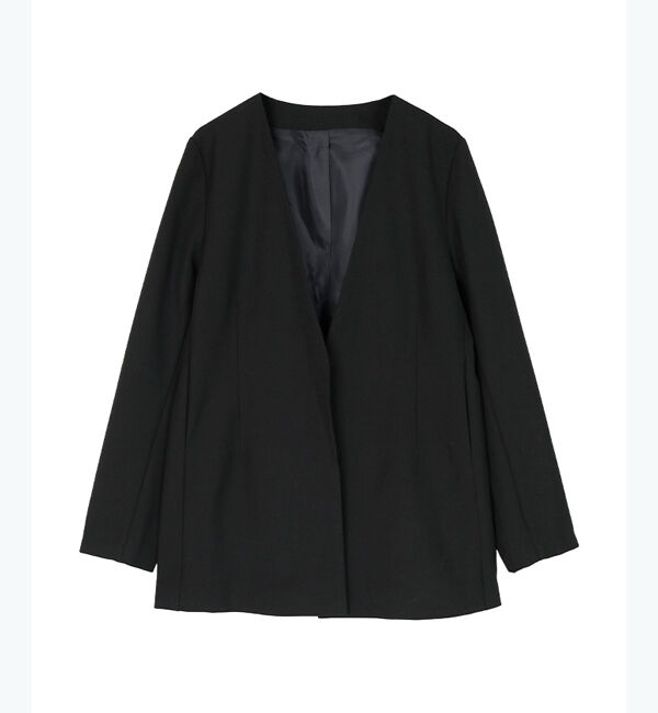 ur's「ベーシックノーカラーVネックジャケット」|ノーカラージャケット|