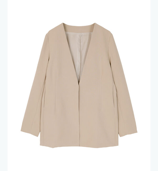 ur's「ベーシックノーカラーVネックジャケット」|ノーカラージャケット|