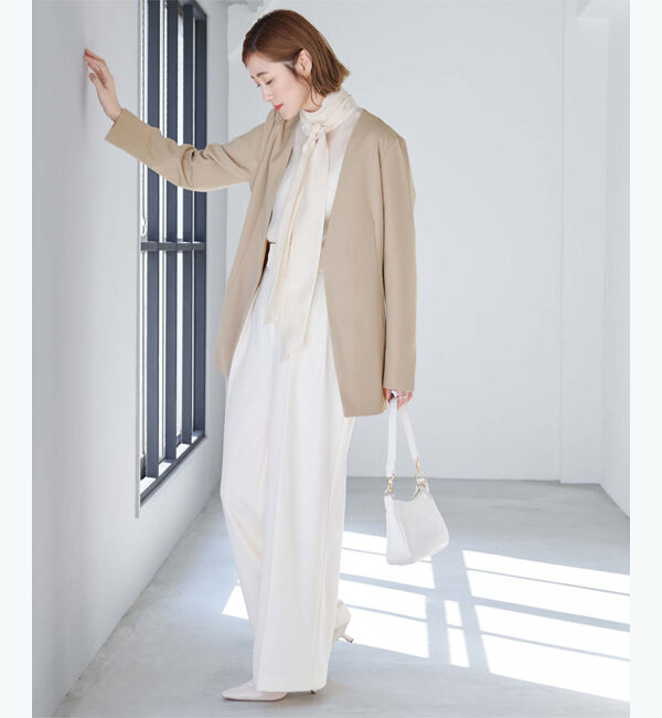 ur's「ベーシックノーカラーVネックジャケット」|ノーカラージャケット|