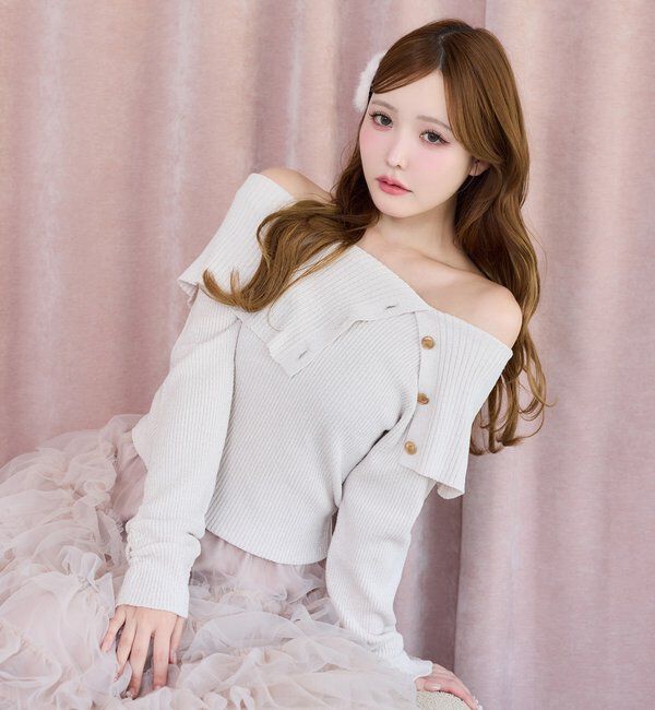  「オフショルラメニット」|ニット・セーター|