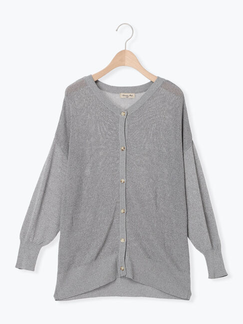 Samansa Mos2「【接触冷感】畦編みニットカーディガン」|カーディガン|