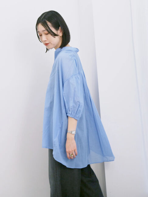 Samansa Mos2 blue「◎シフォンタックブラウス」|シャツ・ブラウス|