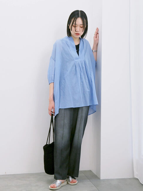 Samansa Mos2 blue「◎シフォンタックブラウス」|シャツ・ブラウス|