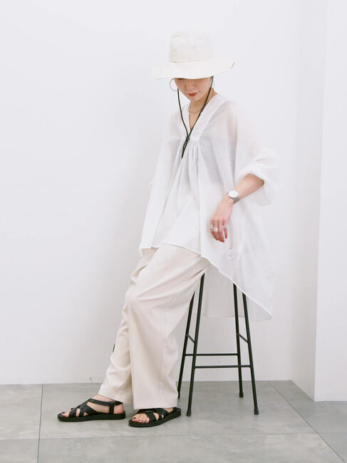 Samansa Mos2 blue「◎シフォンタックブラウス」|シャツ・ブラウス|