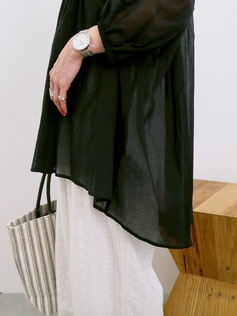 Samansa Mos2 blue「◎シフォンタックブラウス」|シャツ・ブラウス|