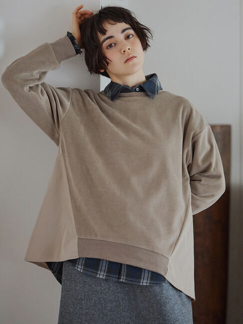 SM2「スウェードライク布帛切替プルオーバー」|Tシャツ・カットソー|