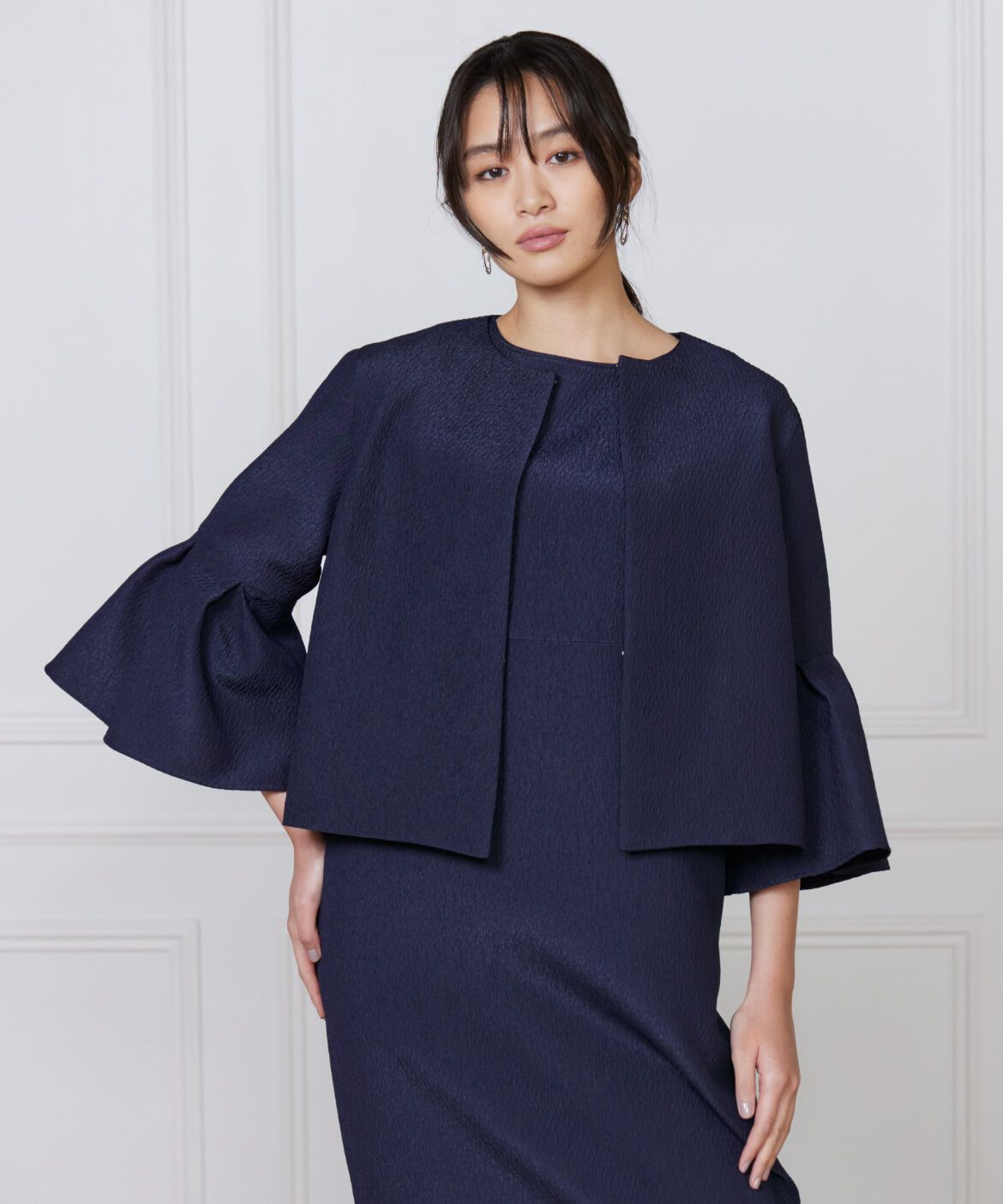 7-IDconcept.「タックフレアースリーブジャケット」|ノーカラージャケット|