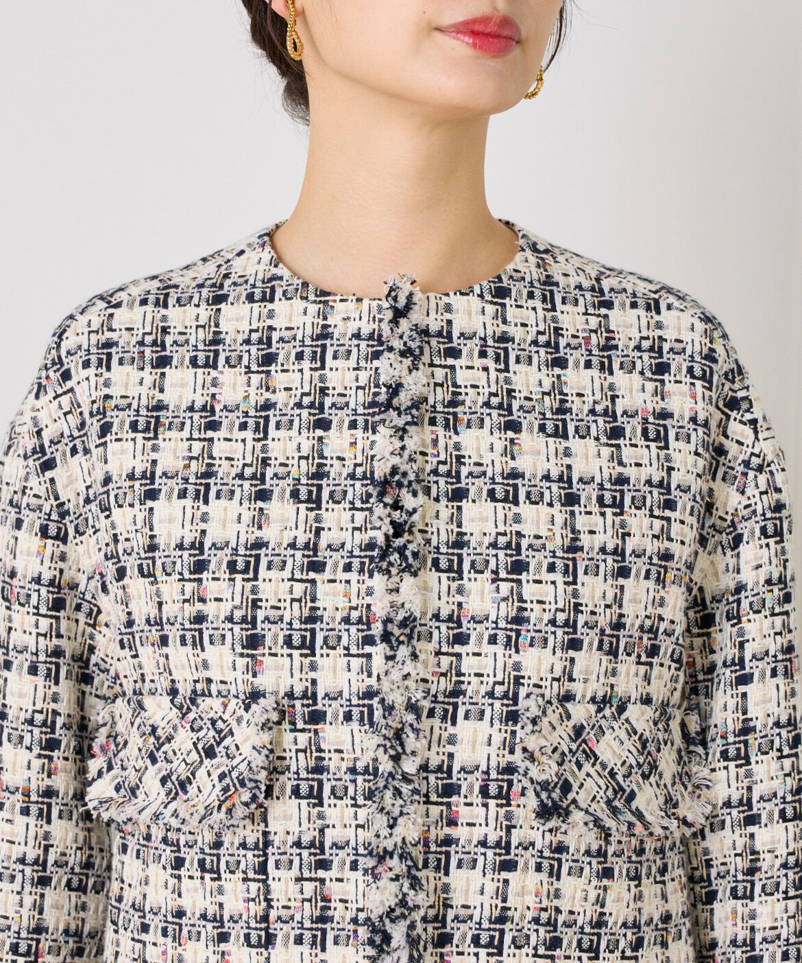 la veille by SUPERIOR CLOSET「《大きいサイズ》LINTONノーカラージャケット」|ノーカラージャケット|