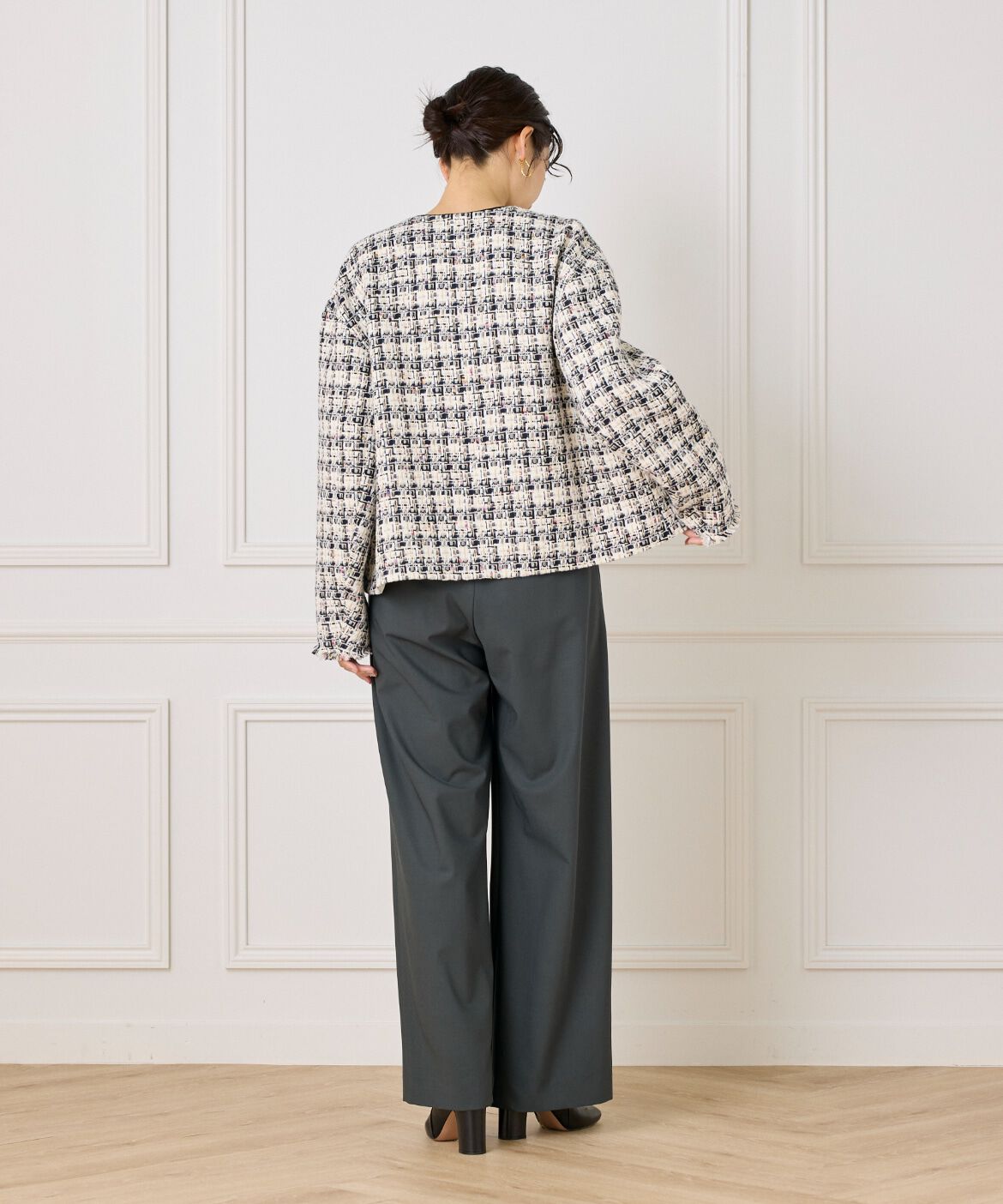 la veille by SUPERIOR CLOSET「《大きいサイズ》LINTONノーカラージャケット」|ノーカラージャケット|