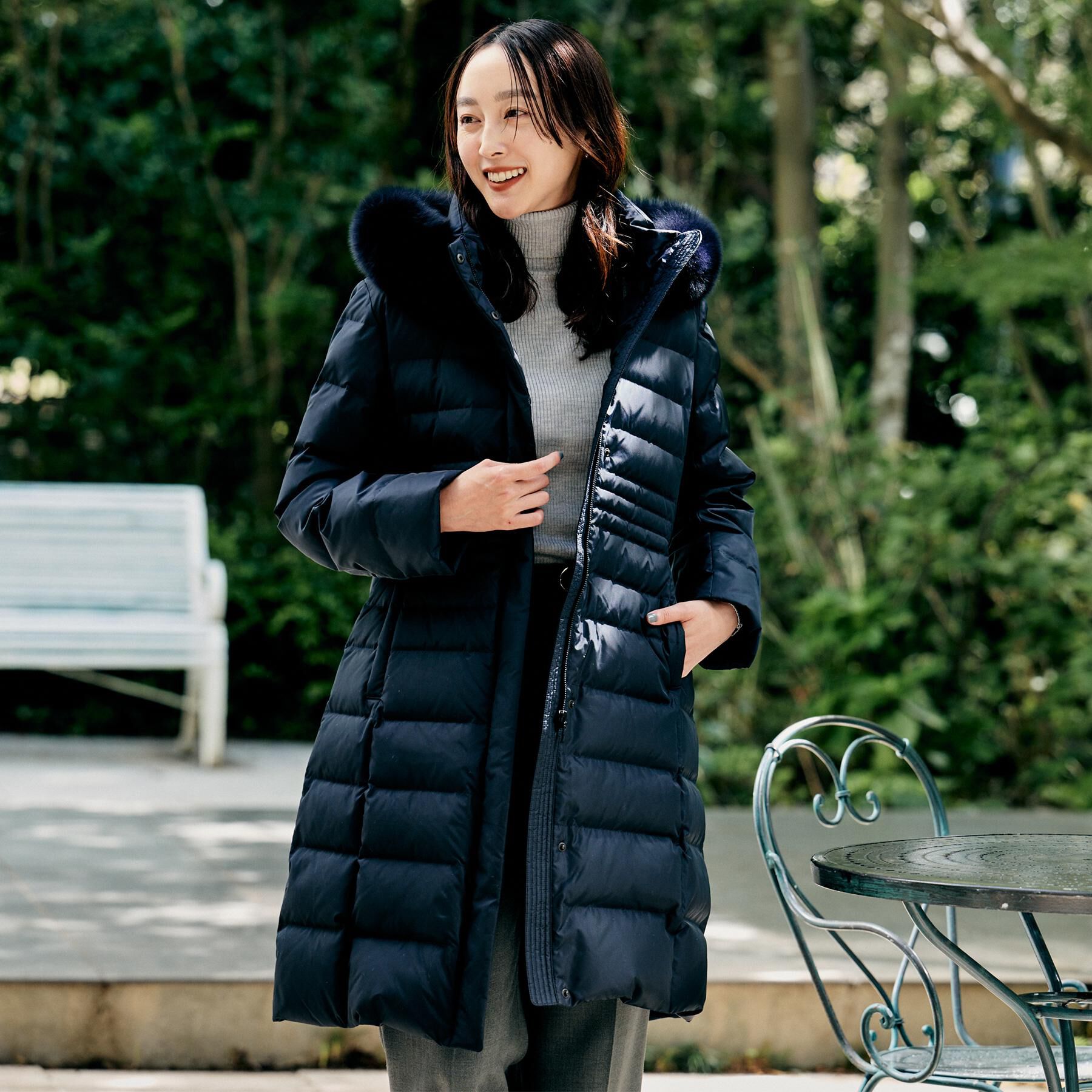 UNTITLED「【はっ水機能/フード取り外し可/防寒】ロングダウンコート」|ダウン|