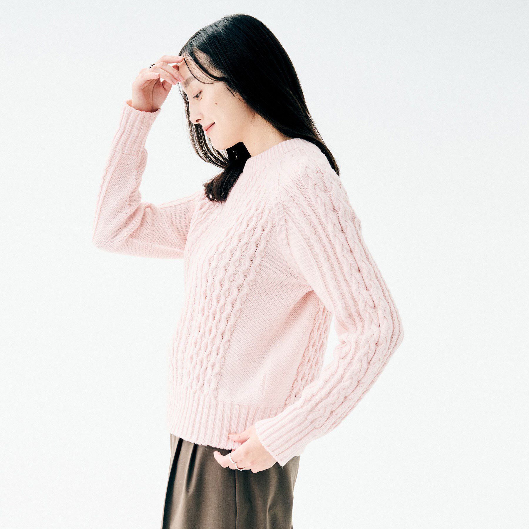 UNTITLED「【洗える】スポンディッシュ ケーブル柄ニット」|ニット・セーター|