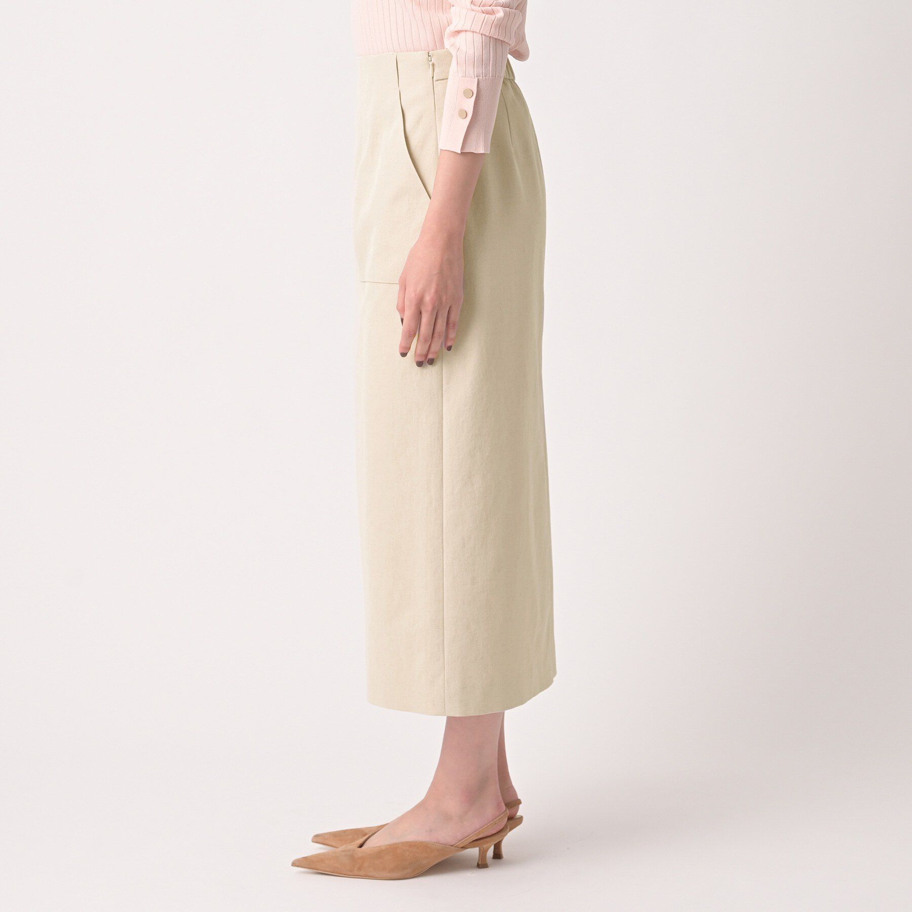 UNTITLED「【洗える/後ろウエストゴム】オックスアイラインスカート」|スカート|