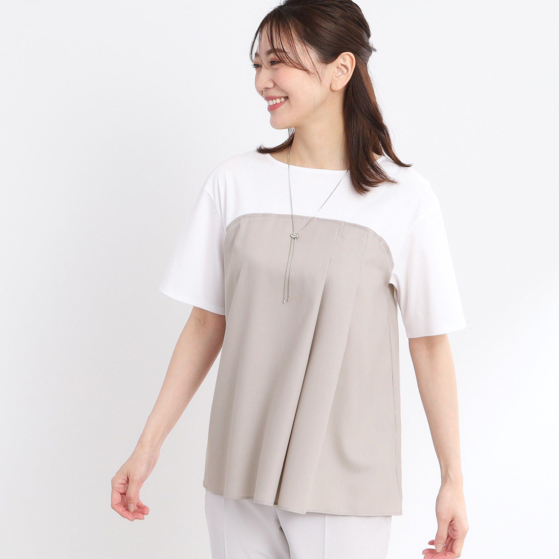 Reflect「【マシンウォッシュ可能】レイヤード風ジャージブラウス」|Tシャツ・カットソー|