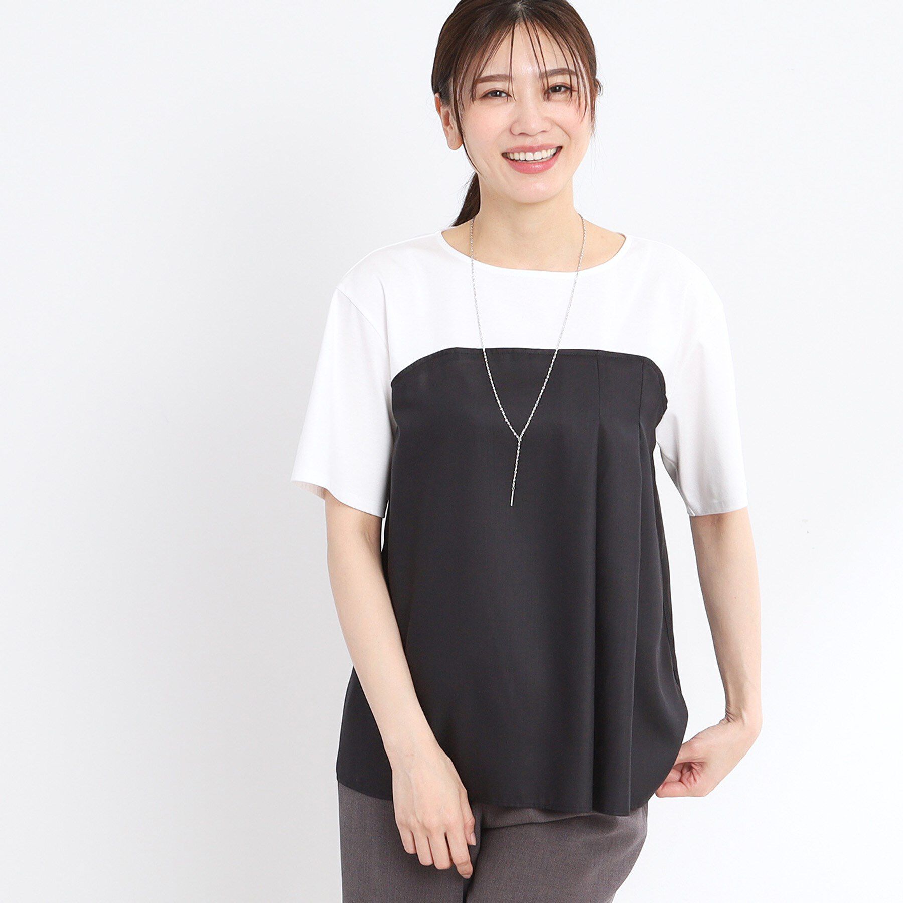 Reflect「【マシンウォッシュ可能】レイヤード風ジャージブラウス」|Tシャツ・カットソー|