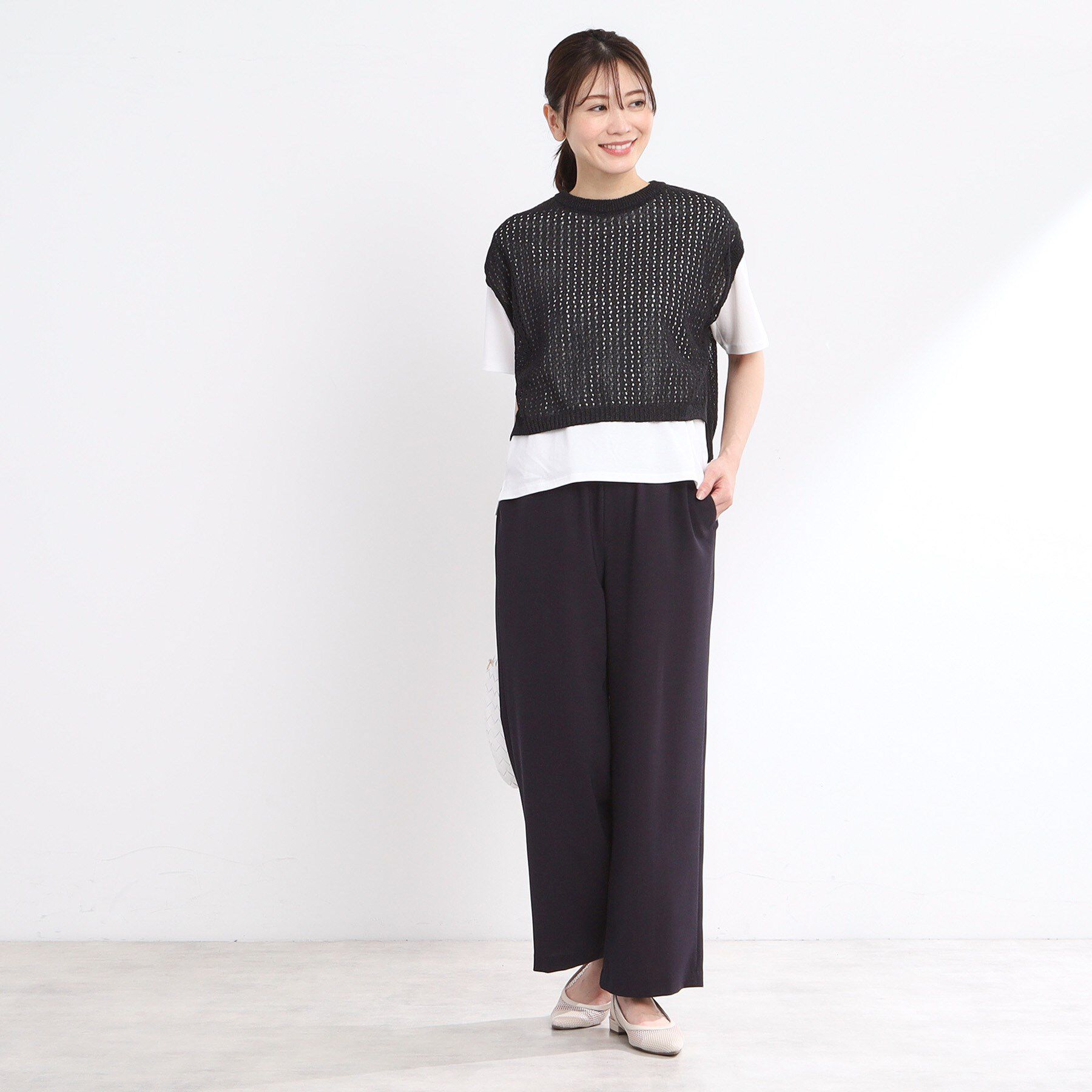 Reflect「【手洗い可】メッシュニットベスト」|ニット・セーター|