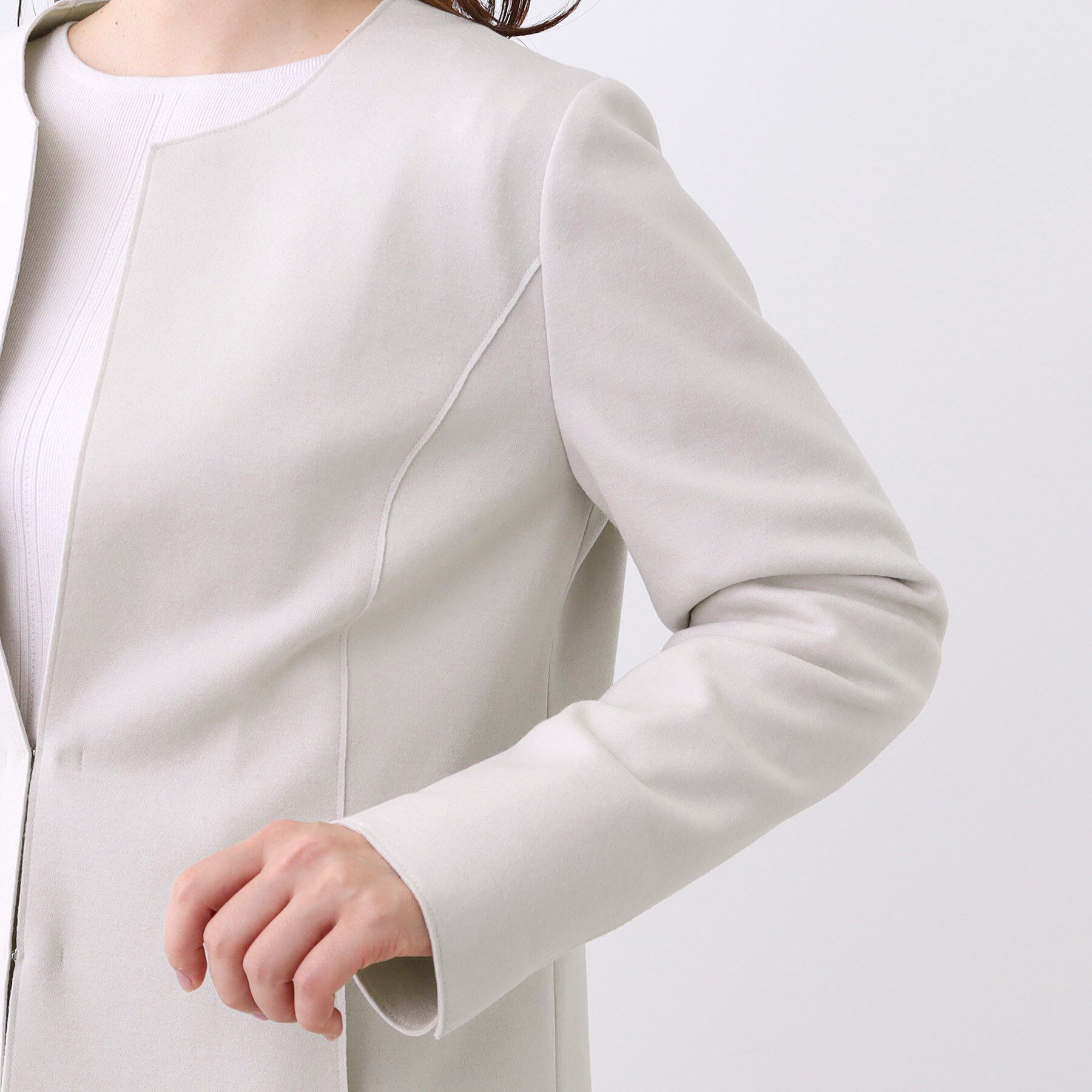 Reflect「【ライトアウター／通勤におすすめ◎／セットアップ可／すっきりシルエット】キレイめジャージジャケット」|ノーカラージャケット|