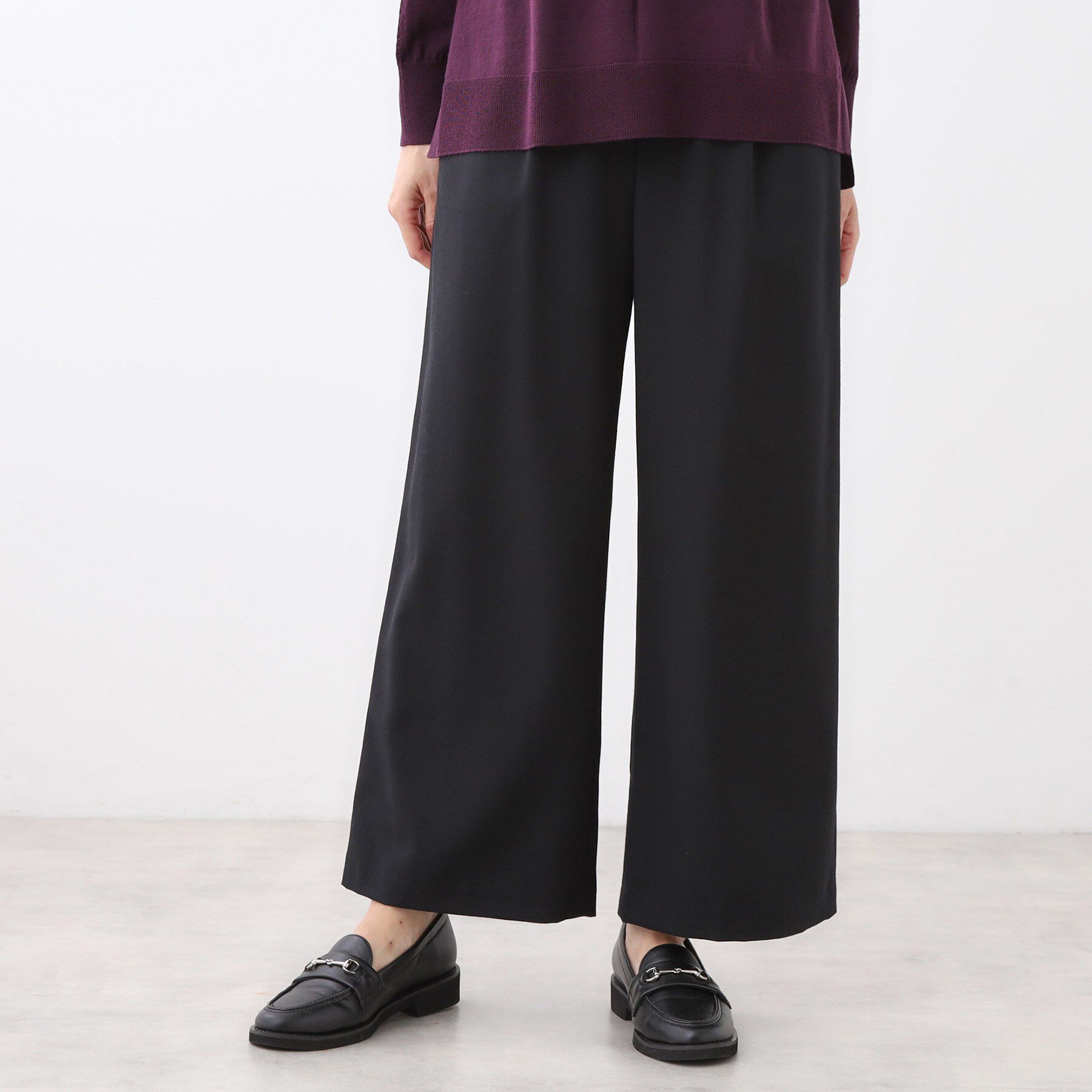 Reflect「【すっきりシルエット】ワイドクロップドパンツ」|その他|ブラック(019)