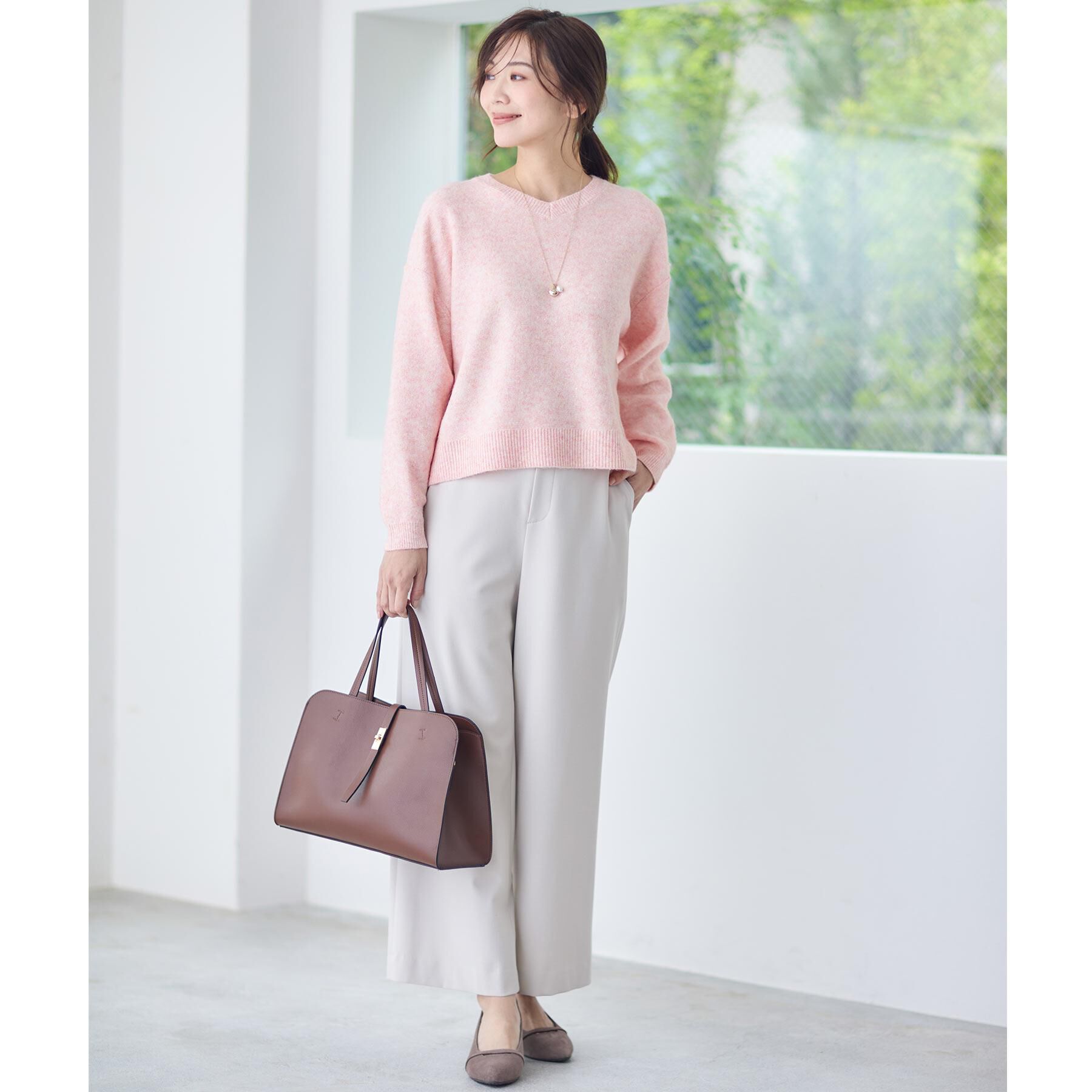 Reflect「【選べる5色／ゆったりシルエット】Vネックスパンコールニット」|ニット・セーター|