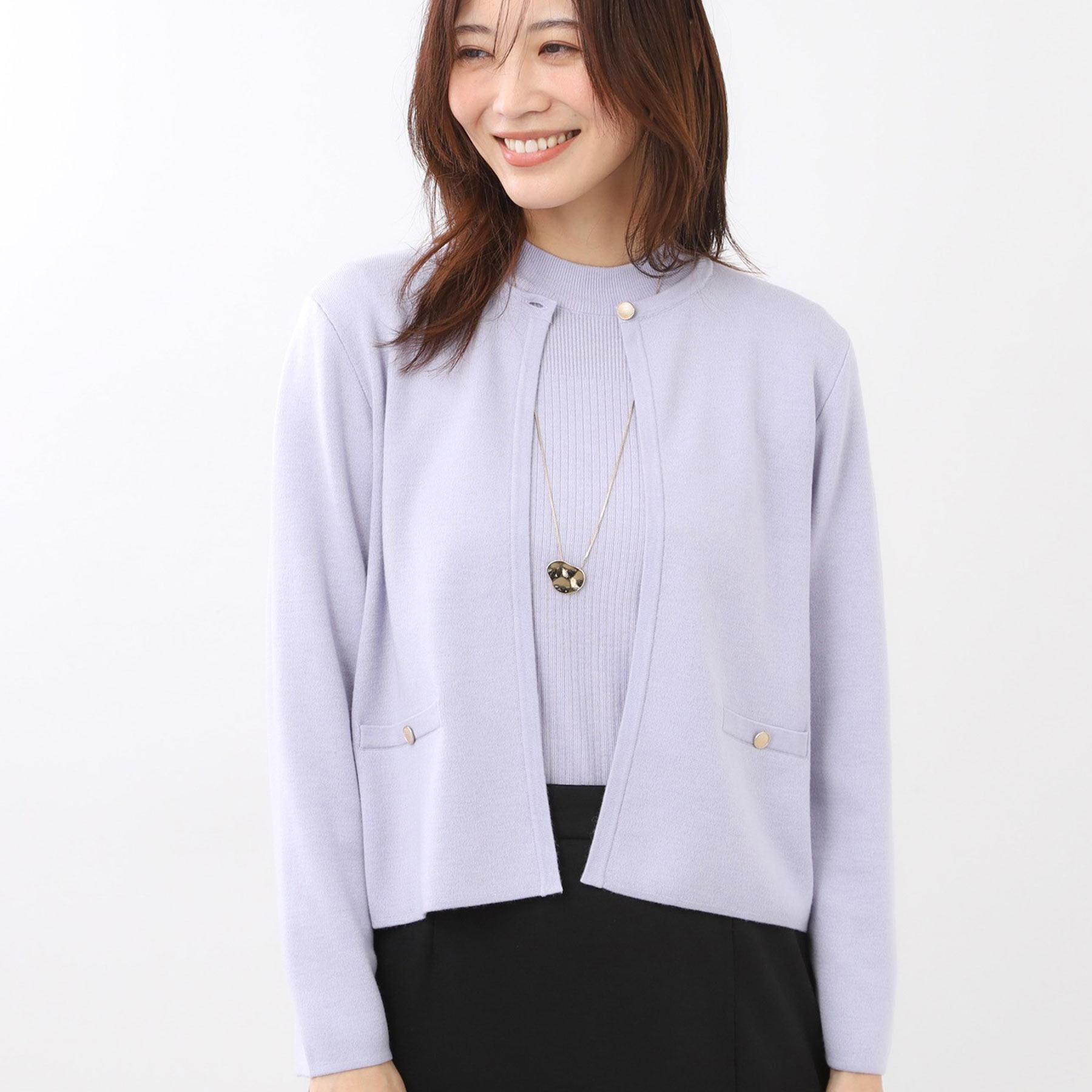Reflect「【選べる5色／アンサンブル可】クルーネックカーディガン」|カーディガン|ラベンダー(080)
