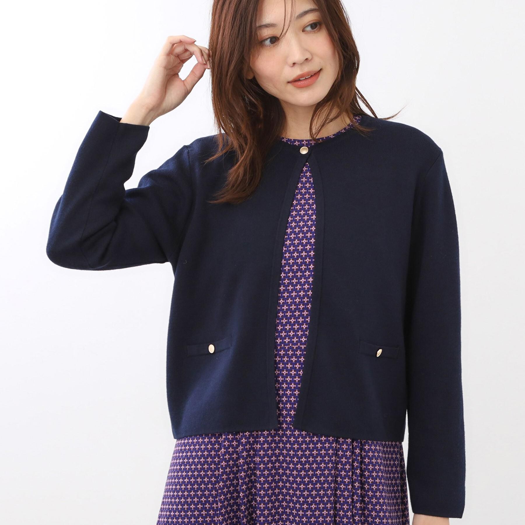 Reflect「【選べる5色／アンサンブル可】クルーネックカーディガン」|カーディガン|ネイビー(094)