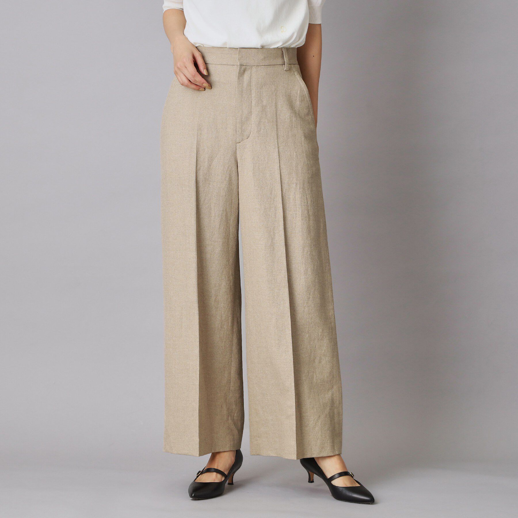 DRESSTERIOR「リネンブレンドワイドパンツ」|その他|ライトベージュ(05