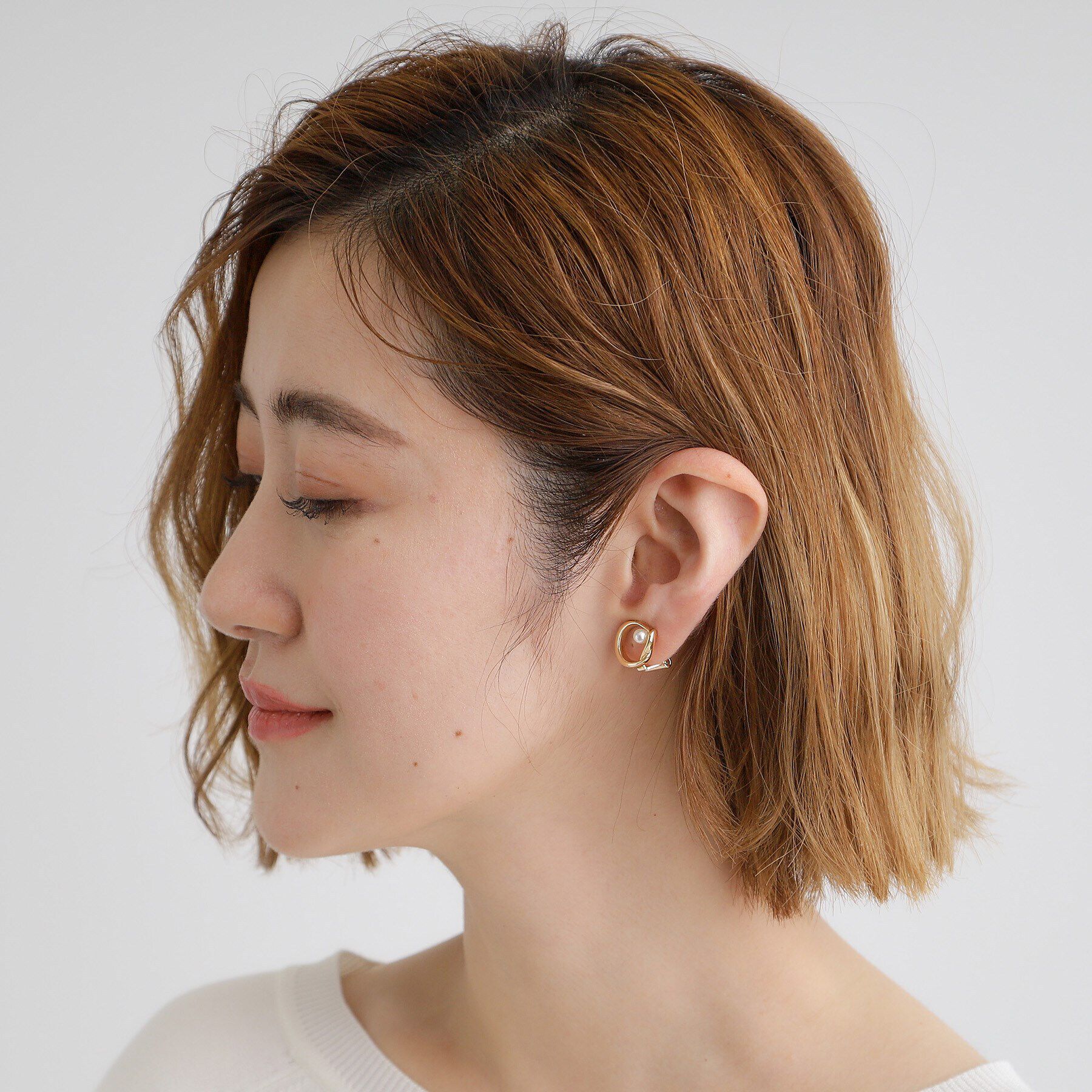 grove「メタルサークルパール調イヤリング」|イヤリング|