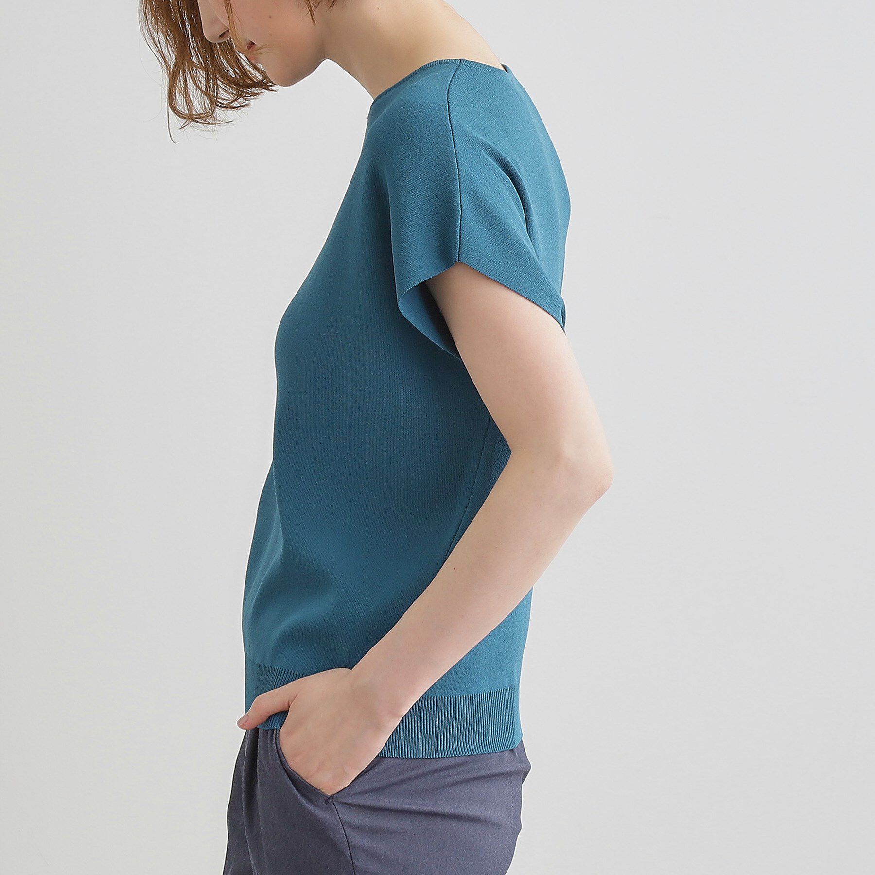 grove「【嬉しい機能付き】やわらかドライタッチフレンチスリーブニット」|ニット・セーター|