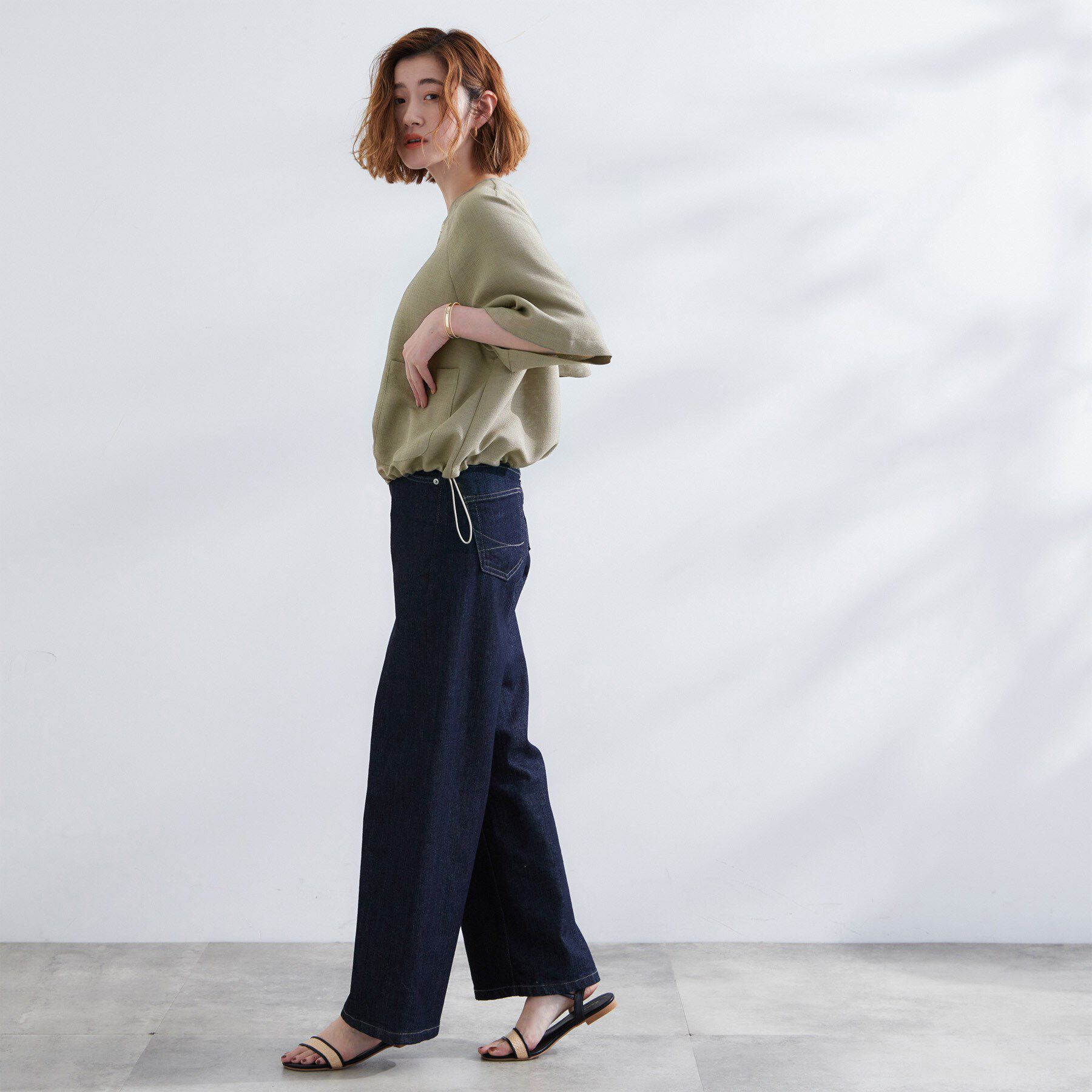 grove「透け感と立体感で魅せる、大人の夏のメッシュワイドスリーブジャケット」|ノーカラージャケット|