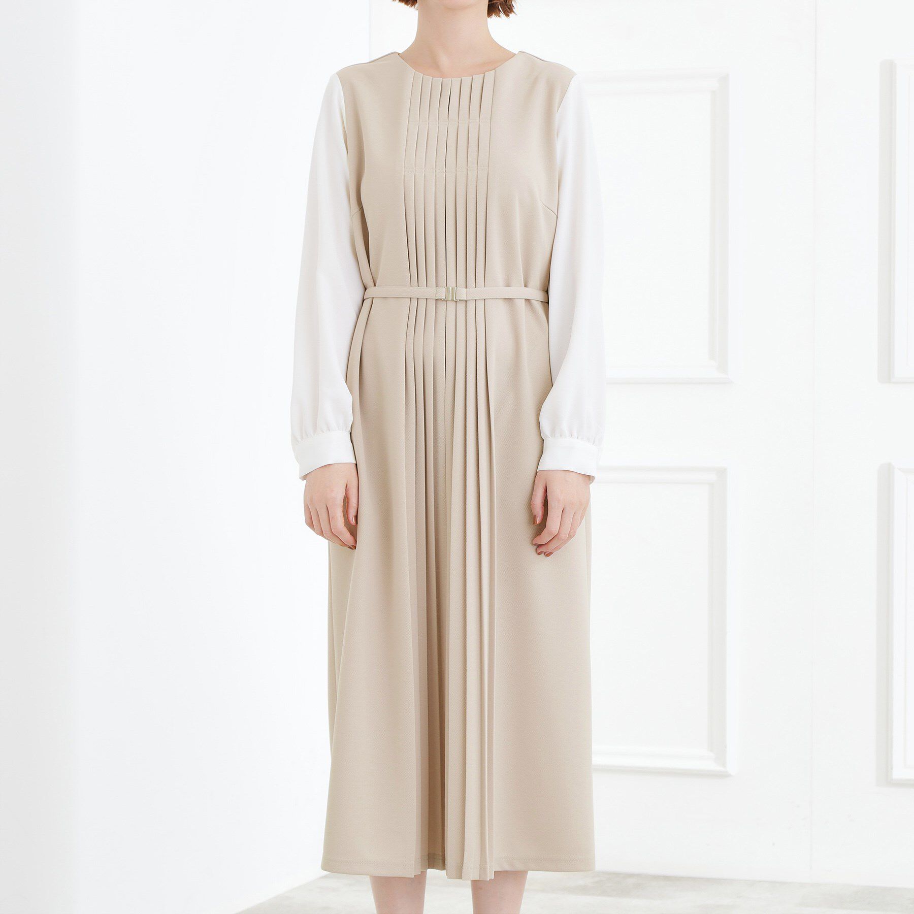 grove「【手洗いOK】フロントプリーツ袖コンシャスワンピース」|ワンピース|