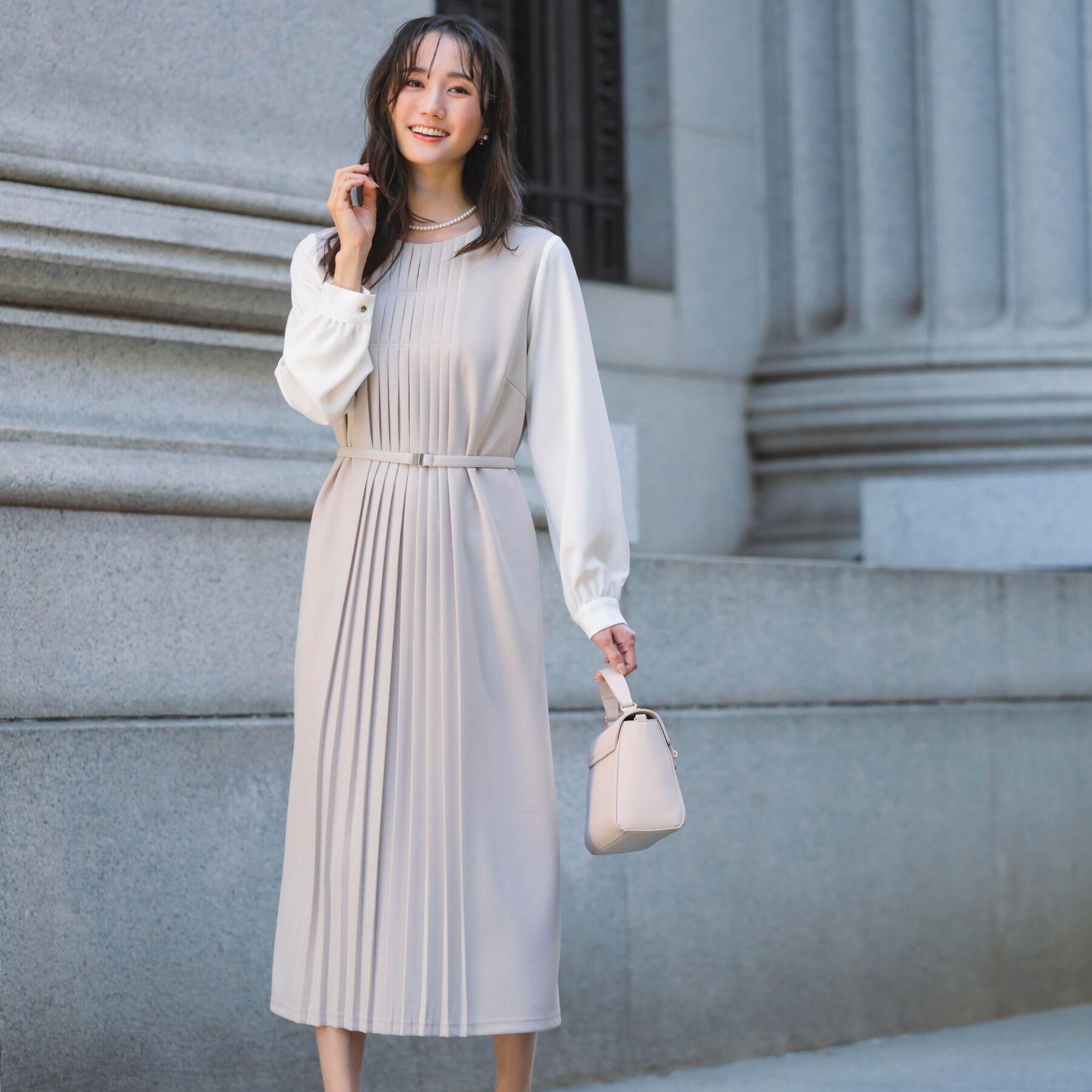 grove「【手洗いOK】フロントプリーツ袖コンシャスワンピース」|ワンピース|