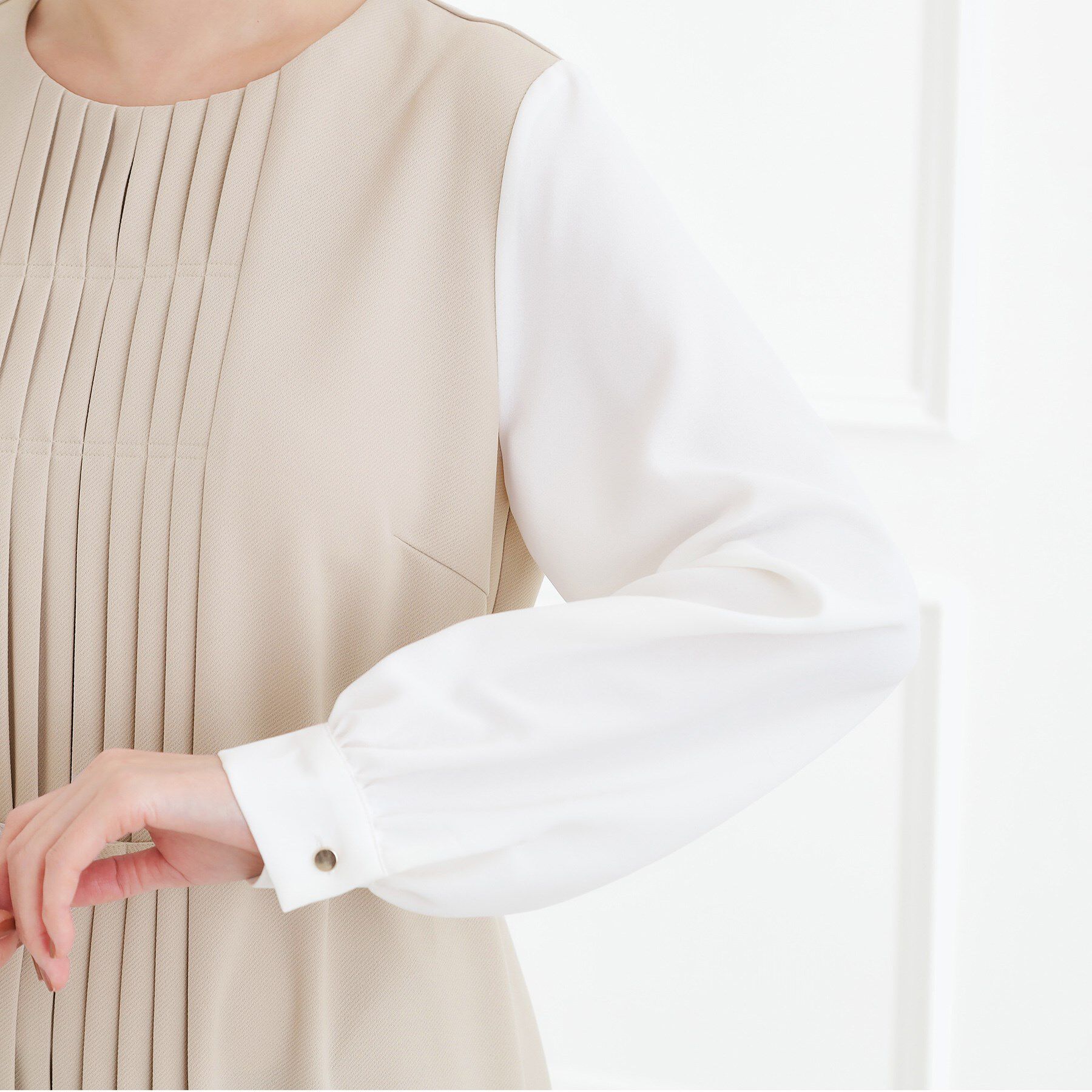 grove「【手洗いOK】フロントプリーツ袖コンシャスワンピース」|ワンピース|