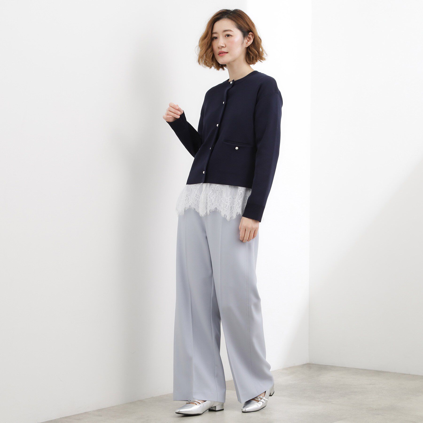 grove「【SETUP対応】パール調釦ニットカーディガン」|カーディガン|