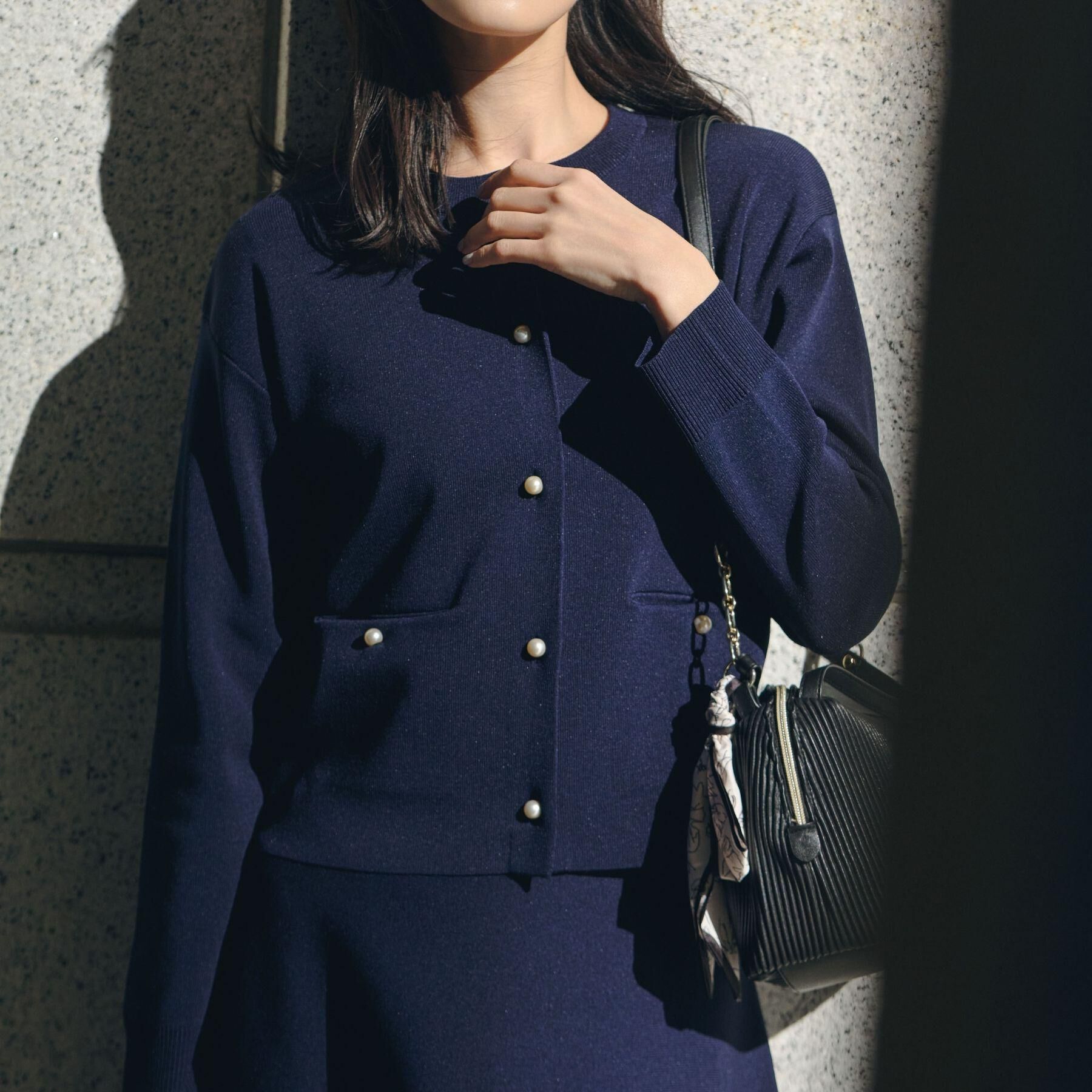 grove「【SETUP対応】パール調釦ニットカーディガン」|カーディガン|