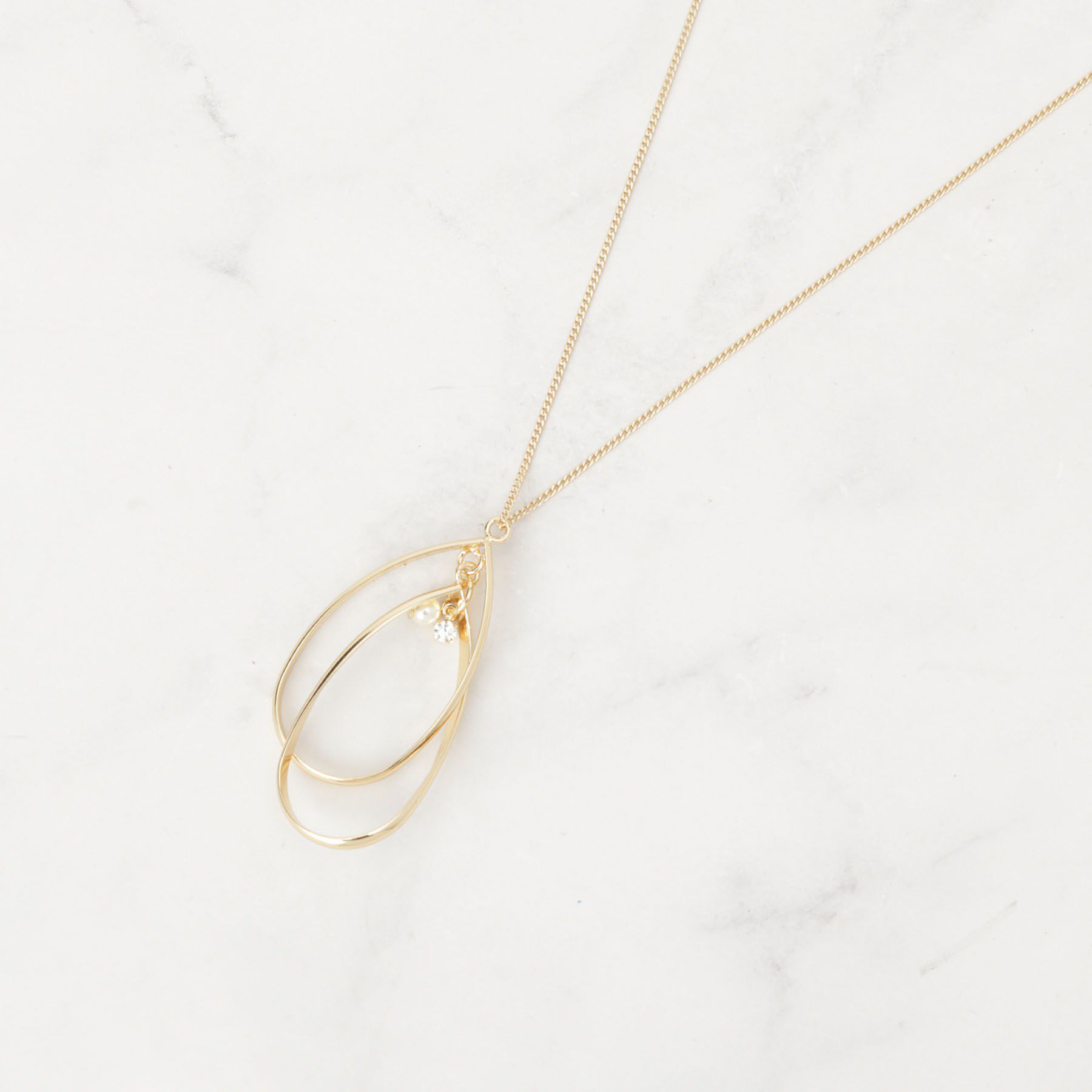 grove「ツイストダブルオーバルパール調ネックレス」|ネックレス|ゴールド(007)