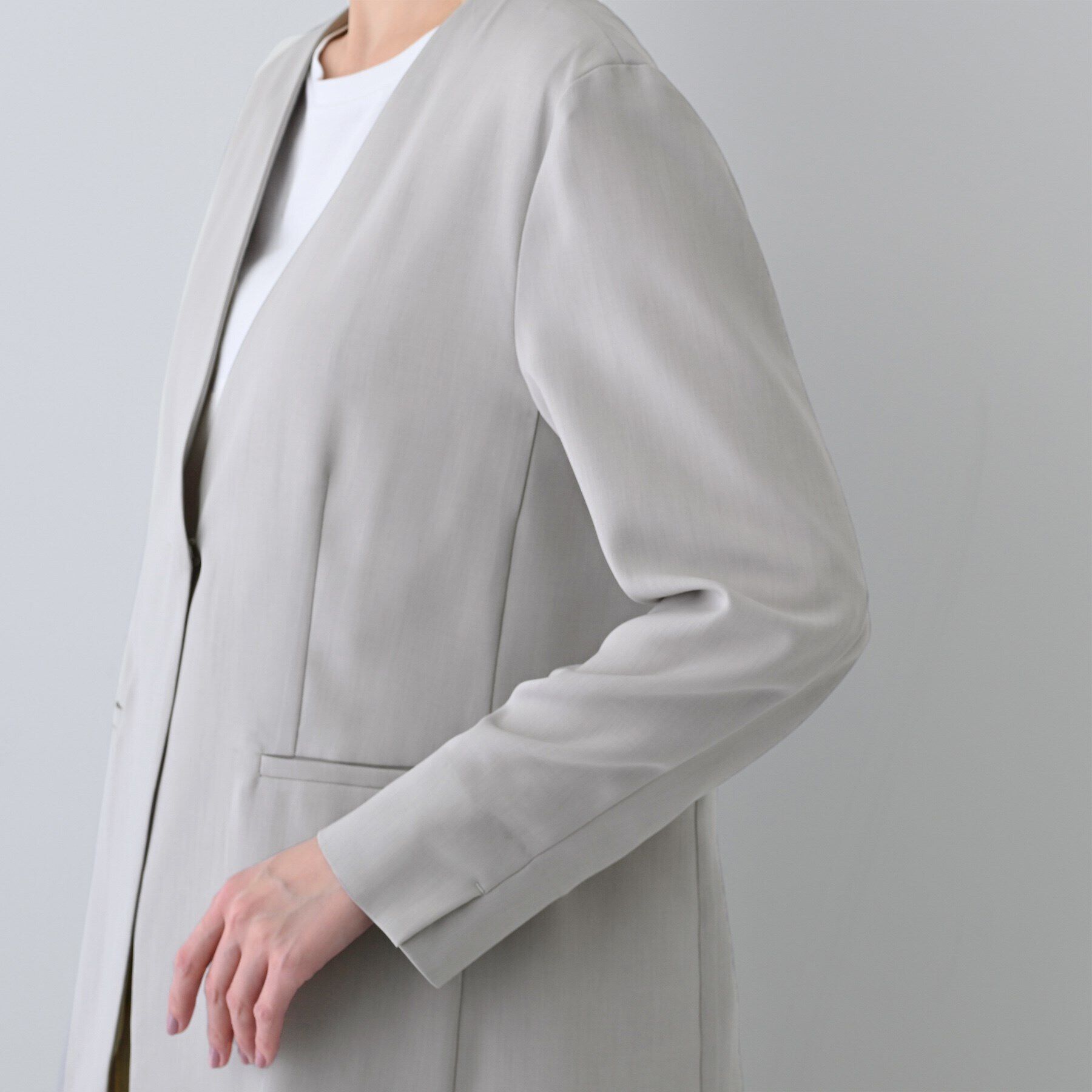 INDIVI「【洗える／バックシャン】ハンサムノーカラージャケット」|ノーカラージャケット|