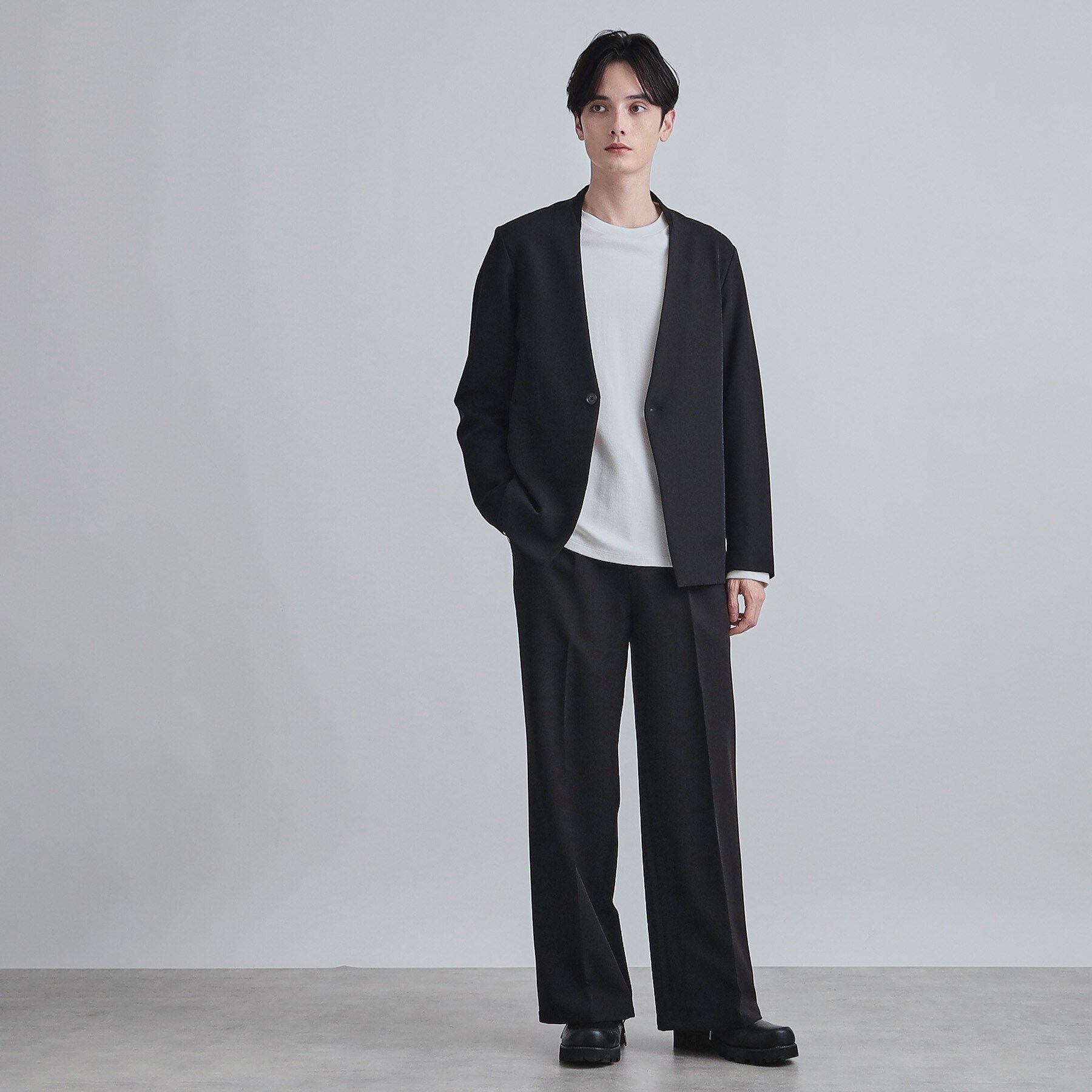 tk.TAKEO KIKUCHI「【セットアップ対応】360度ストレッチノーカラージャケット」|ノーカラージャケット|