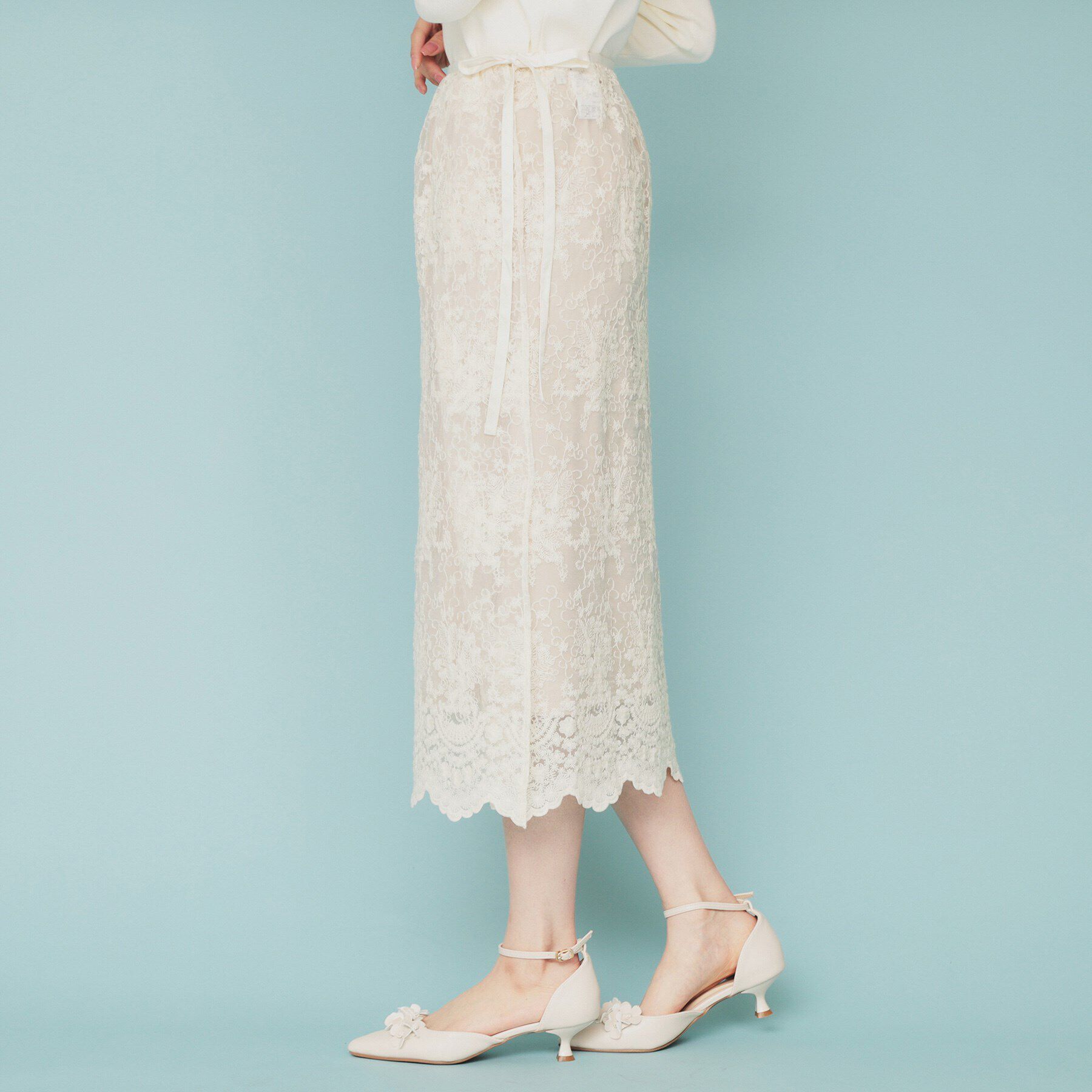 index「シアーフラワー刺繍ラップ風スカート【洗濯機洗い可】」|スカート|