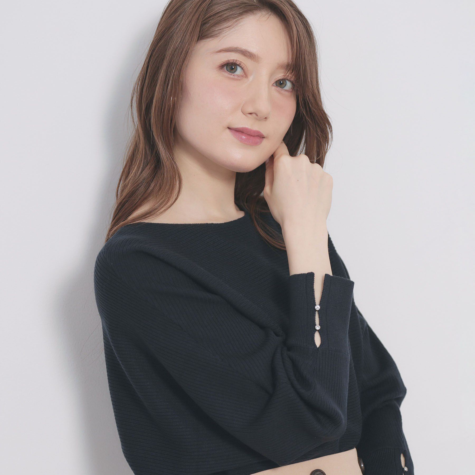 index「ドルマンリブニット【洗濯機OK/抗ピル】」|ニット・セーター|ネイビー(094)