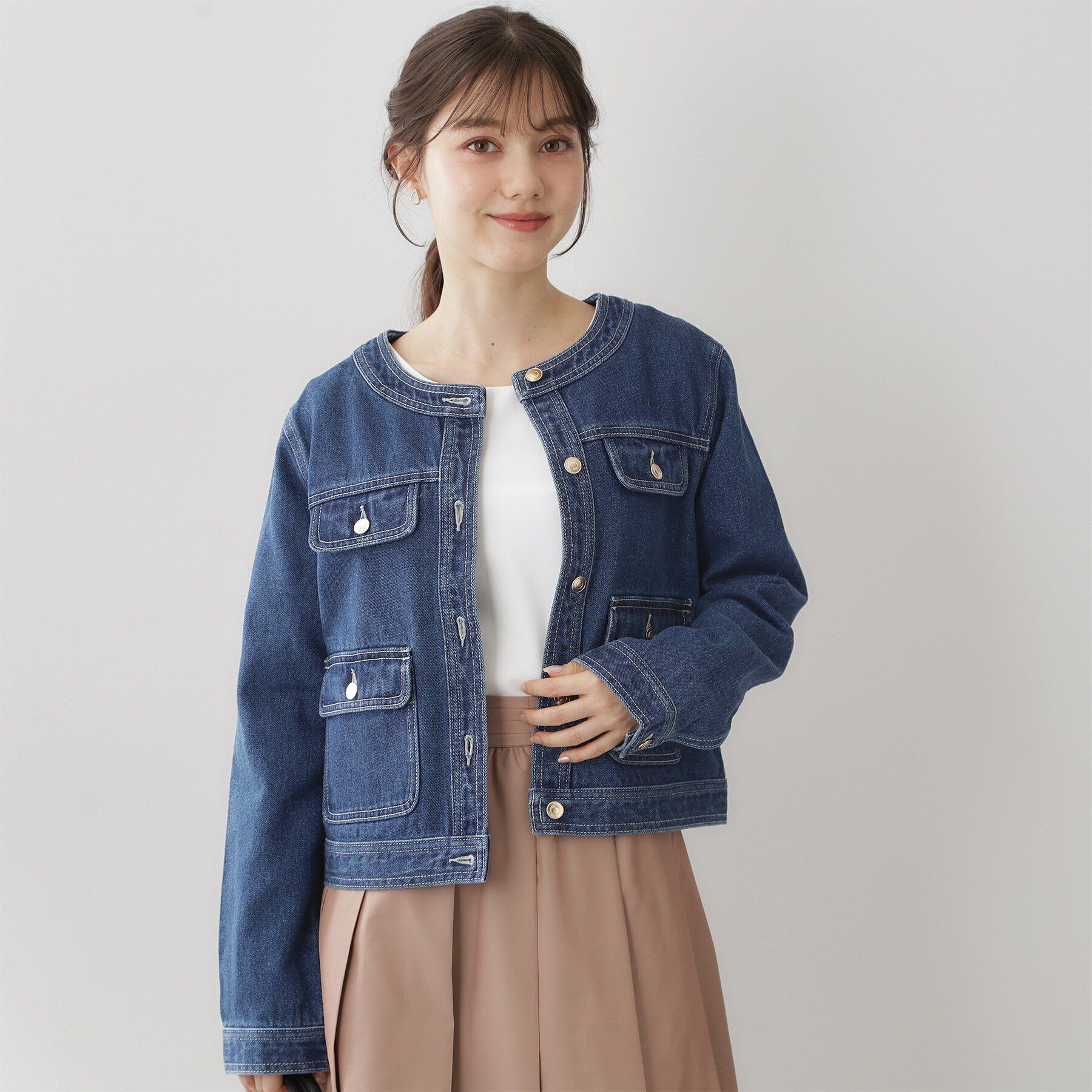 index「ミニマルノーカラーデニムジャケット【洗濯機OK】」|デニムジャケット|