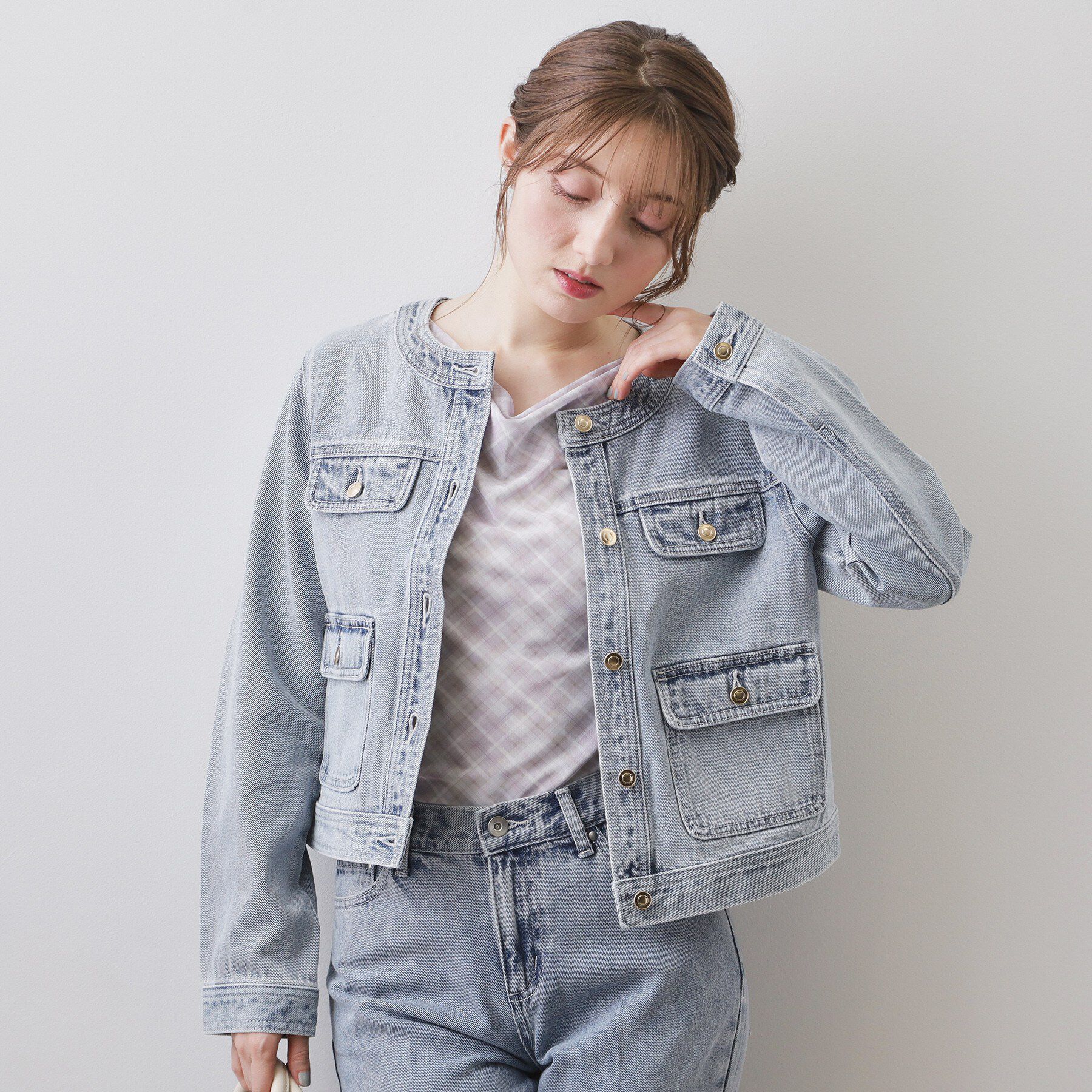 index「ミニマルノーカラーデニムジャケット【洗濯機OK】」|デニムジャケット|