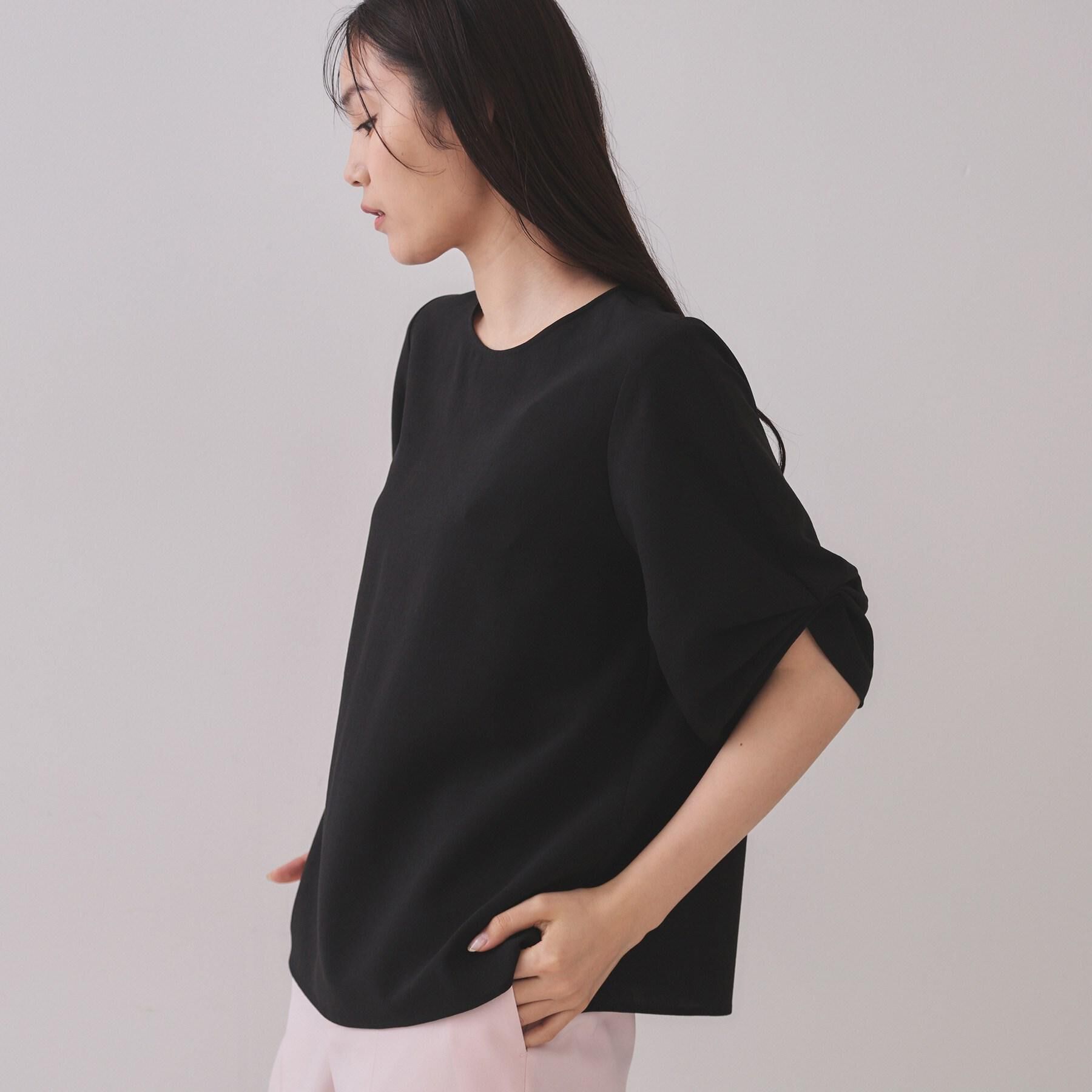 OPAQUE.CLIP「リネンライクタックスリーブブラウス【洗濯機洗い可/吸水速乾/接触冷感】」|シャツ・ブラウス|