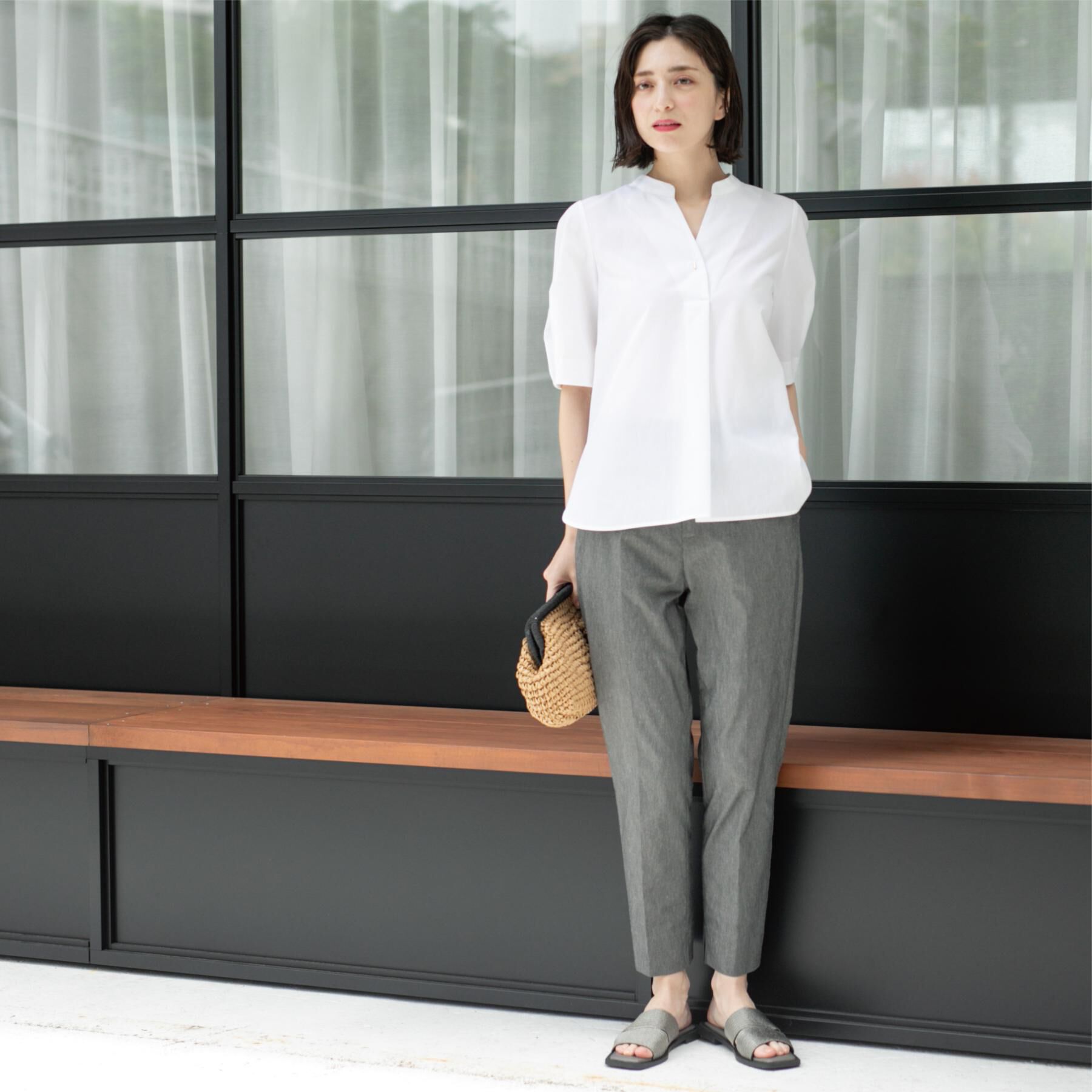 OPAQUE.CLIP「麻混ハイストレッチイージースティックパンツ【洗濯機洗い可】」|その他|