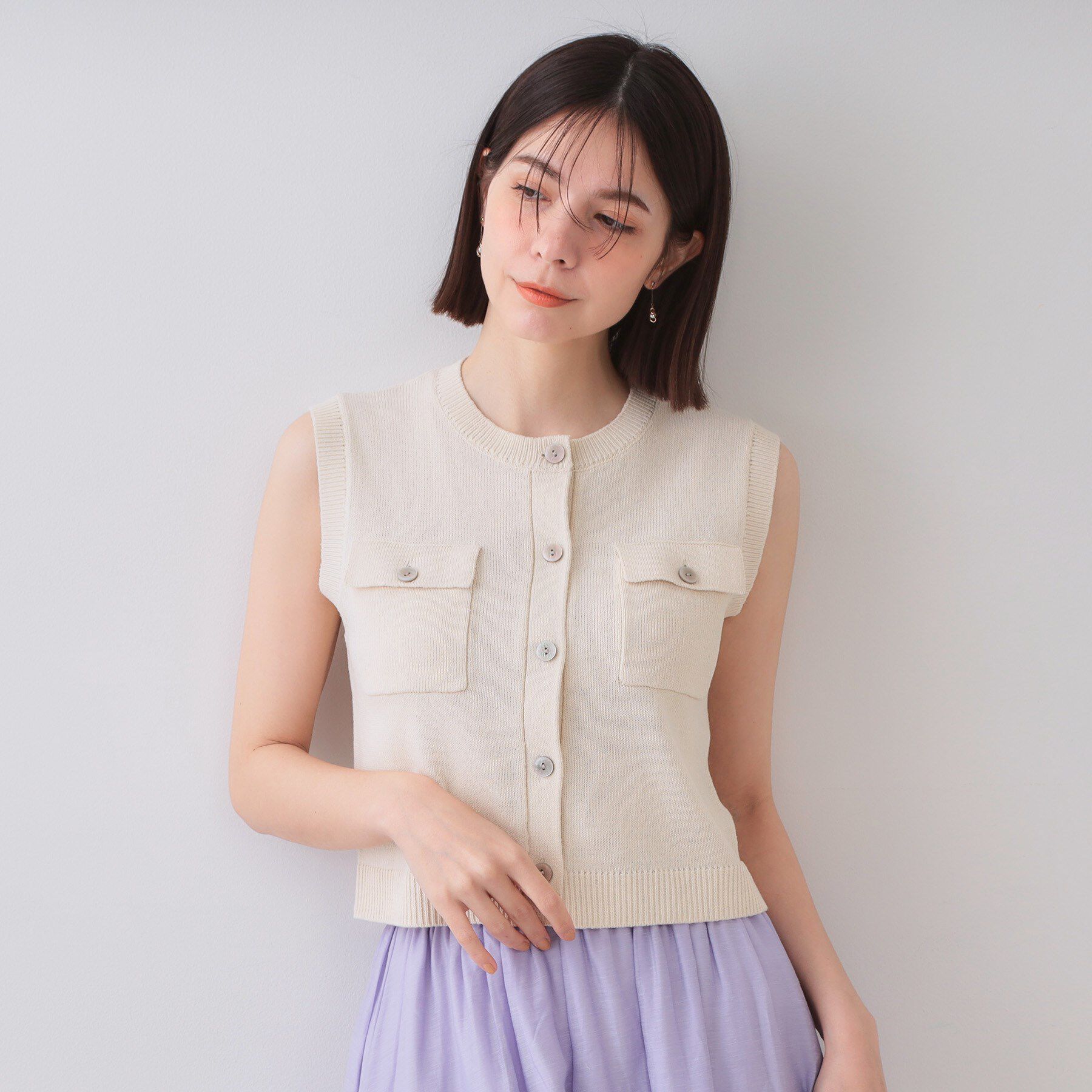 OPAQUE.CLIP「ダブルポケットニット【洗濯機洗い可】」|ニット・セーター|