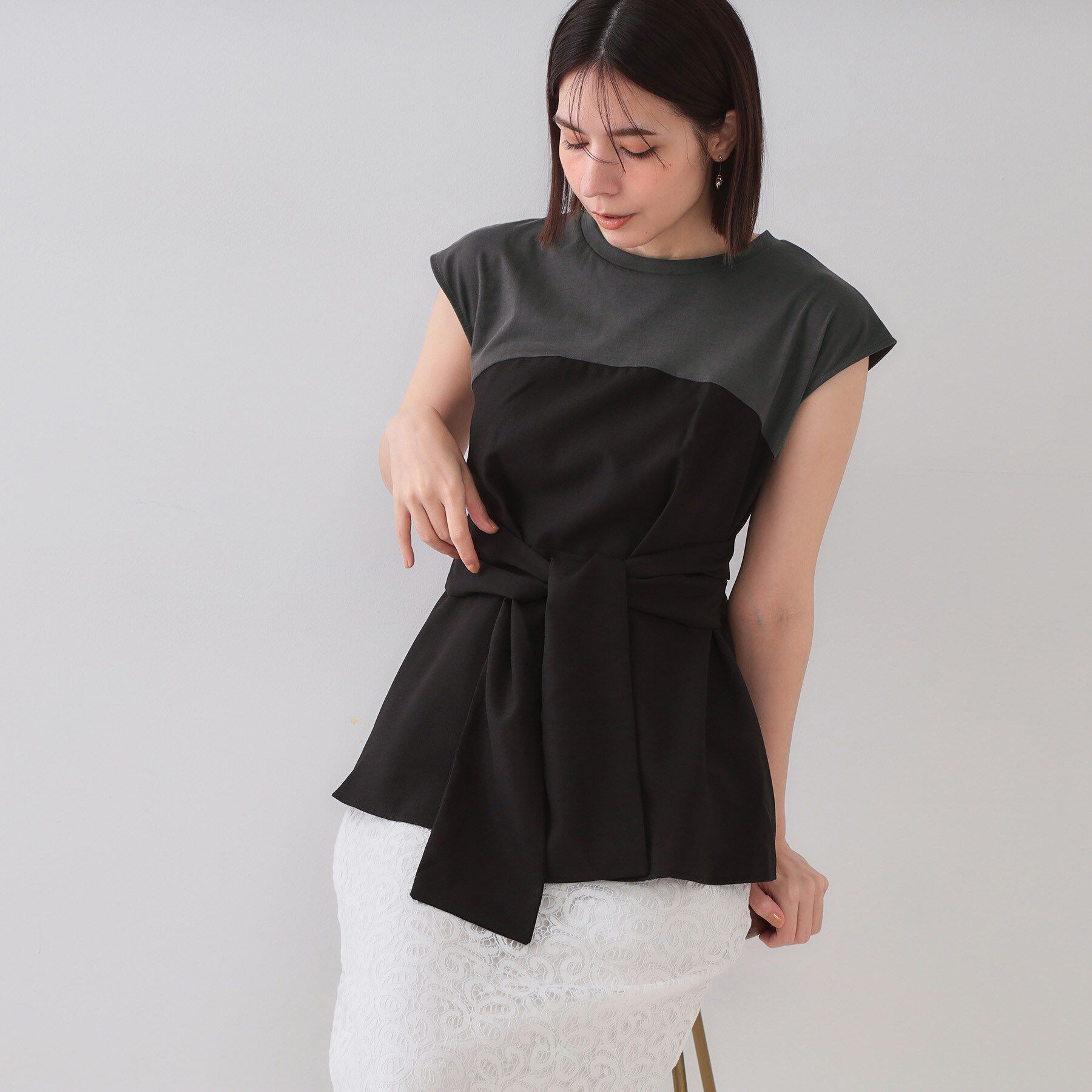 OPAQUE.CLIP「ビスチェドッキングカットソー【洗濯機洗い可】」|Tシャツ・カットソー|