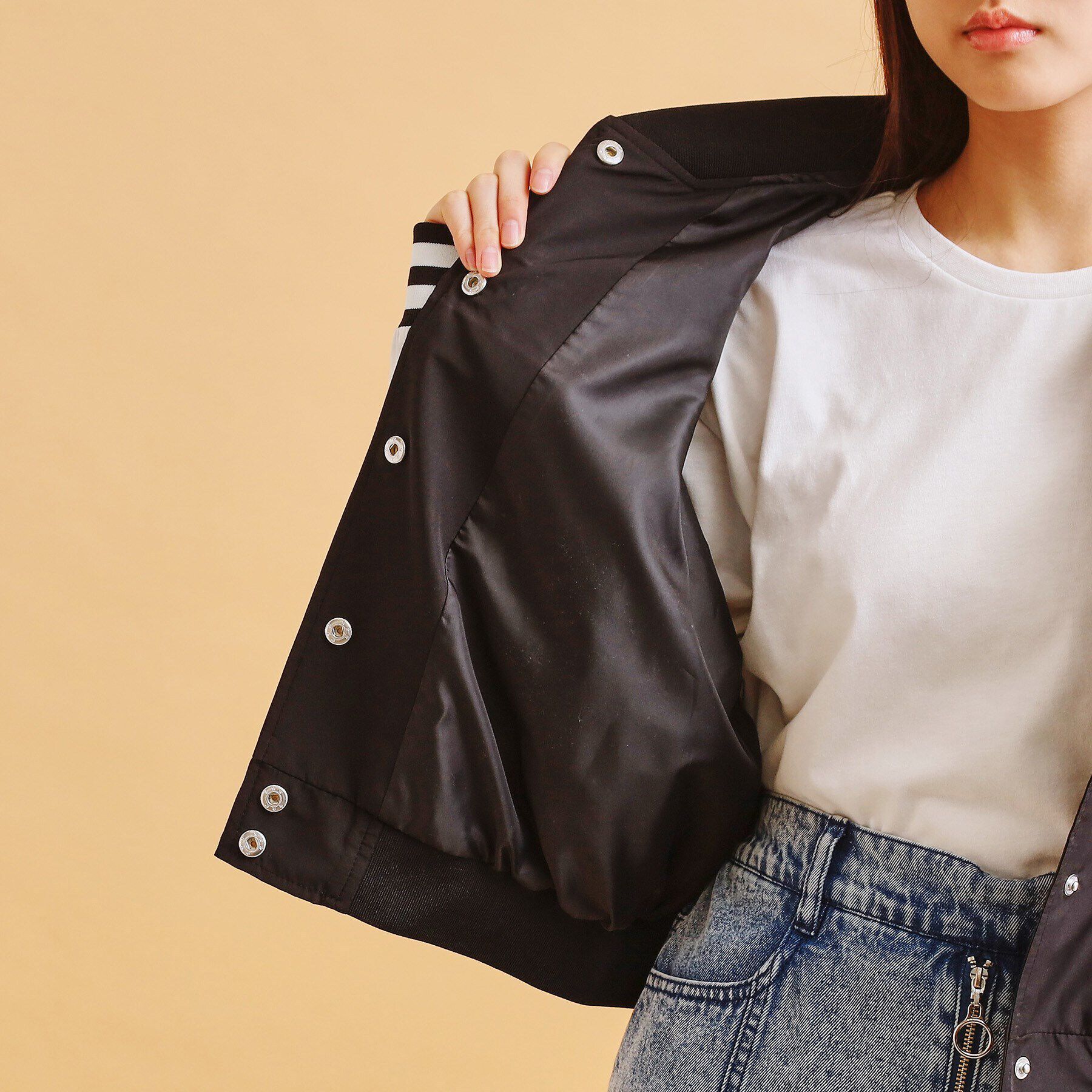 PINK-latte「アップリケスタジャン」|ブルゾン・スタジャン|