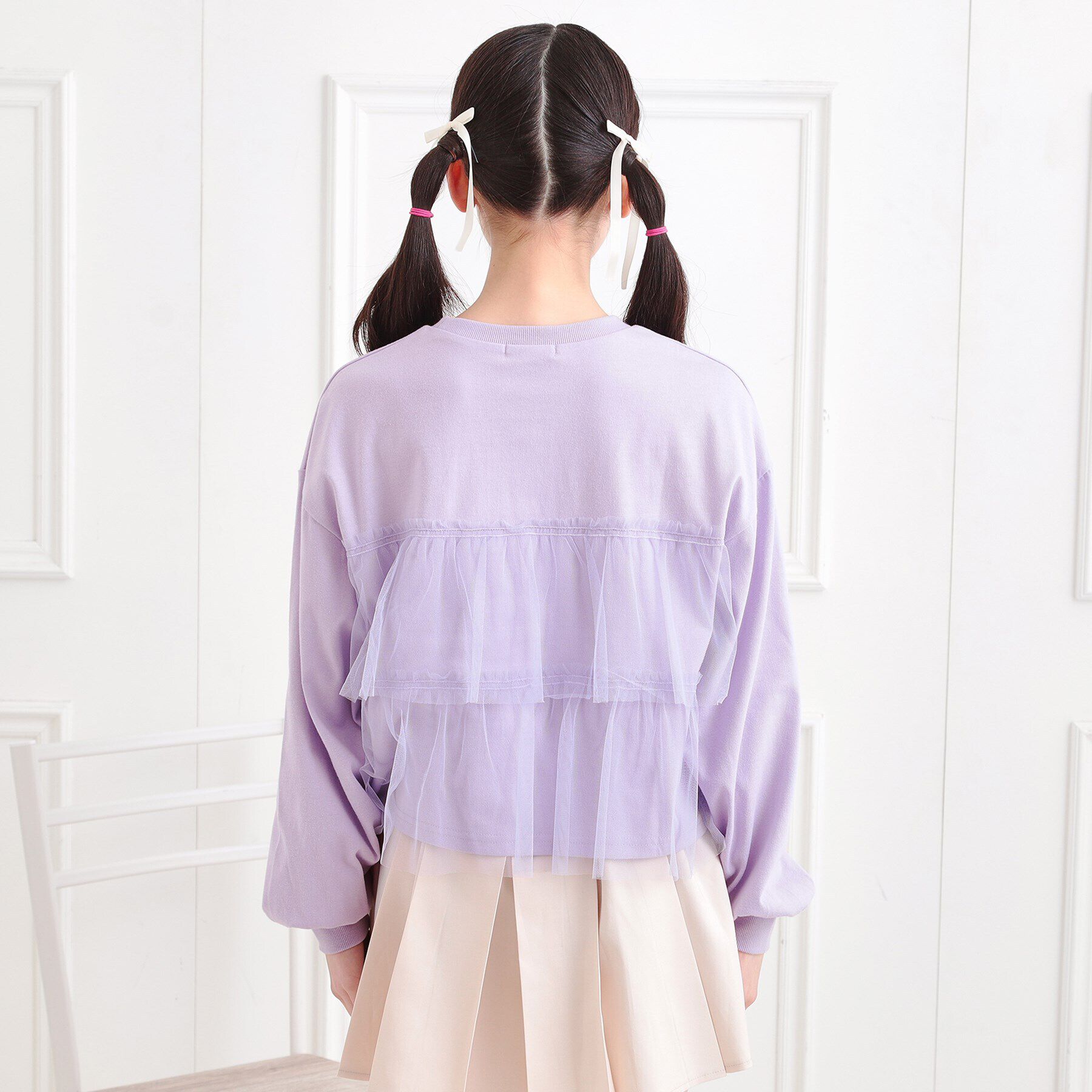 PINK-latte「チュールドッキングロンT」|Tシャツ・カットソー|