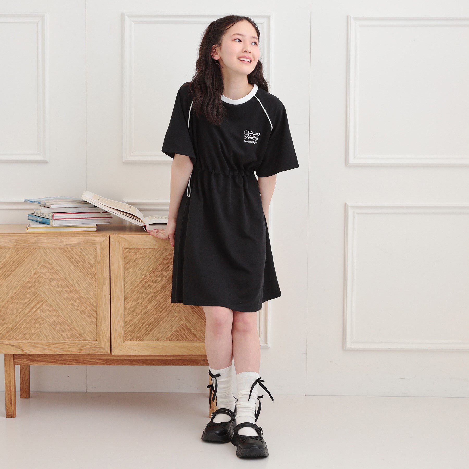 PINK-latte「パイピングドロストTシャツワンピース」|ワンピース|