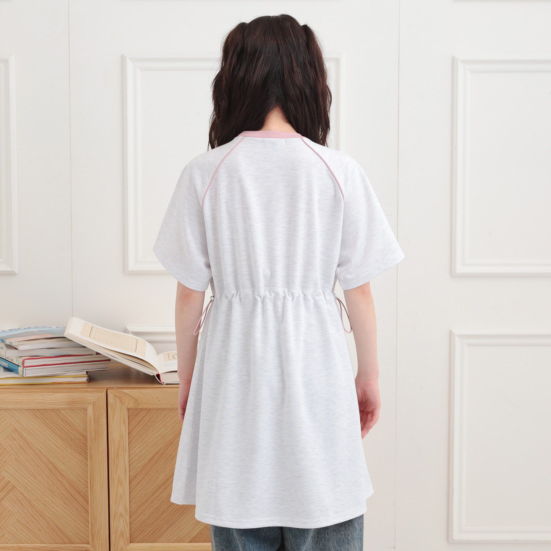 PINK-latte「パイピングドロストTシャツワンピース」|ワンピース|